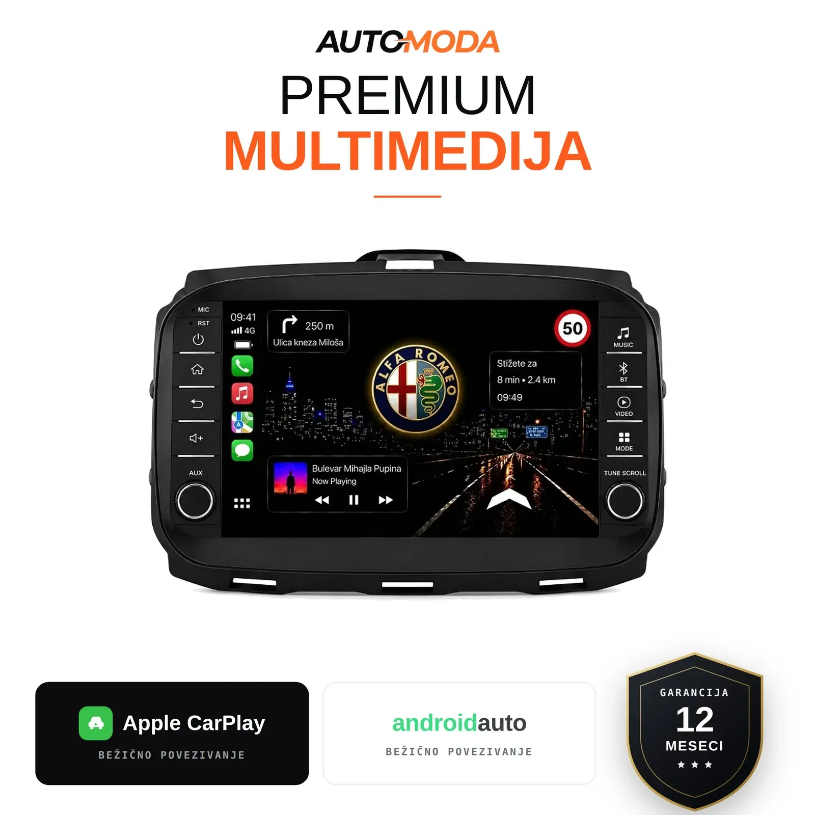 Alfa Romeo Giulietta Novi Tip multimedija 9"