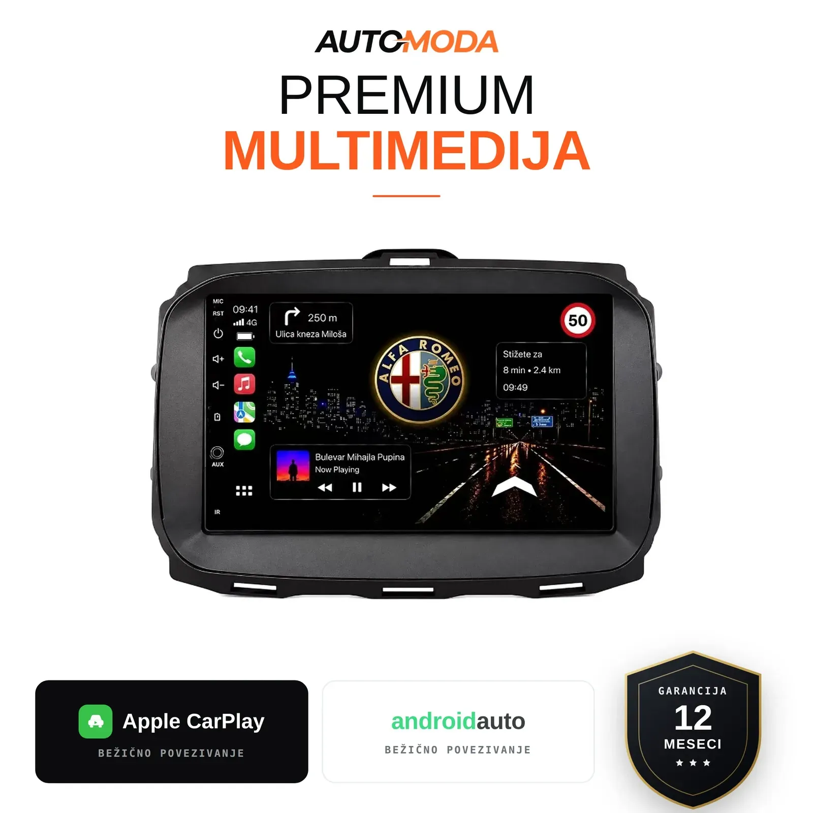 Alfa Romeo Giulietta Novi Tip multimedija 9"