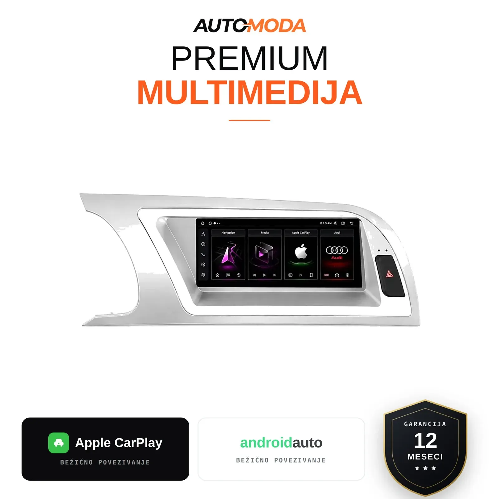 Audi A4/A5 multimedija 8" — Android, CarPlay, navigacija