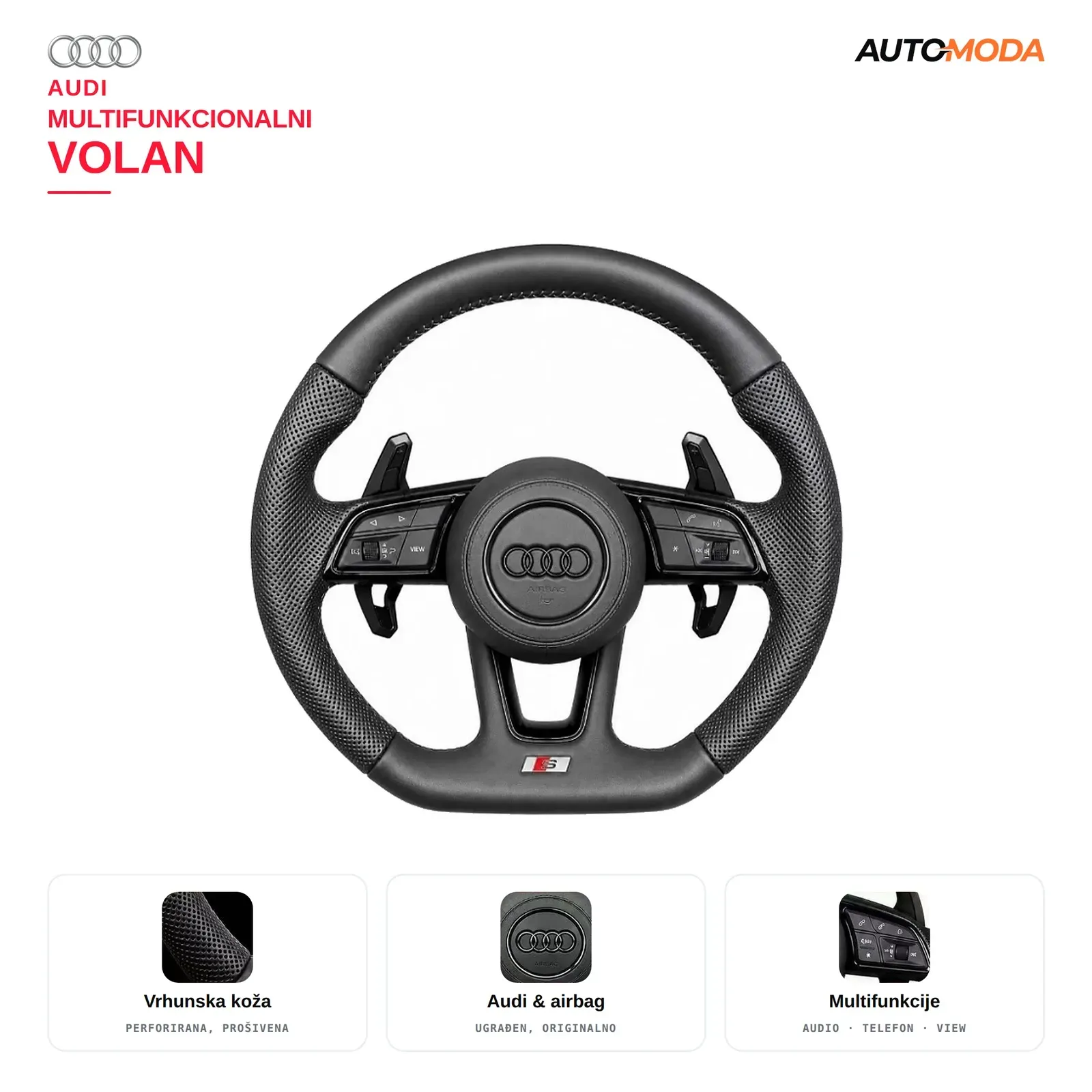 Audi Multifunkcionalni volan (A1 / A3 / A4 / A5 / A6 / A7 / A8 / TT / Q3 / Q5 / Q7 / Q8)