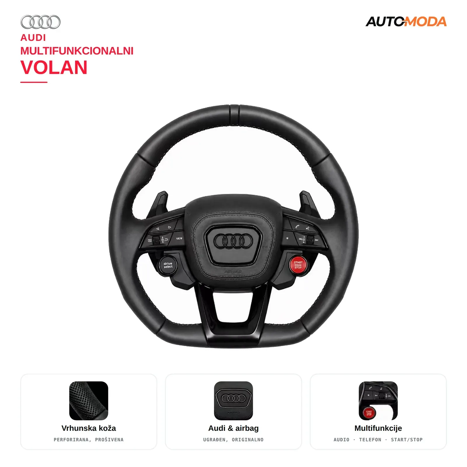 Audi Multifunkcionalni volan (A1 / A3 / A4 / A5 / A6 / A7 / A8 / TT / Q3 / Q5 / Q7 / Q8)