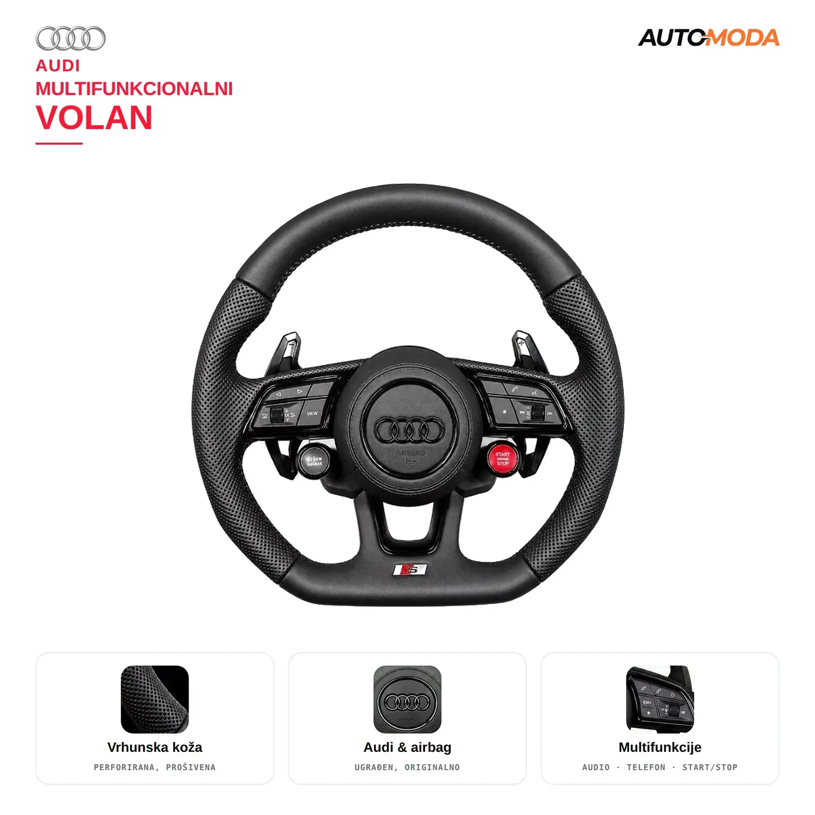 Audi Multifunkcionalni volan (A1 / A3 / A4 / A5 / A6 / A7 / A8 / TT / Q3 / Q5 / Q7 / Q8)