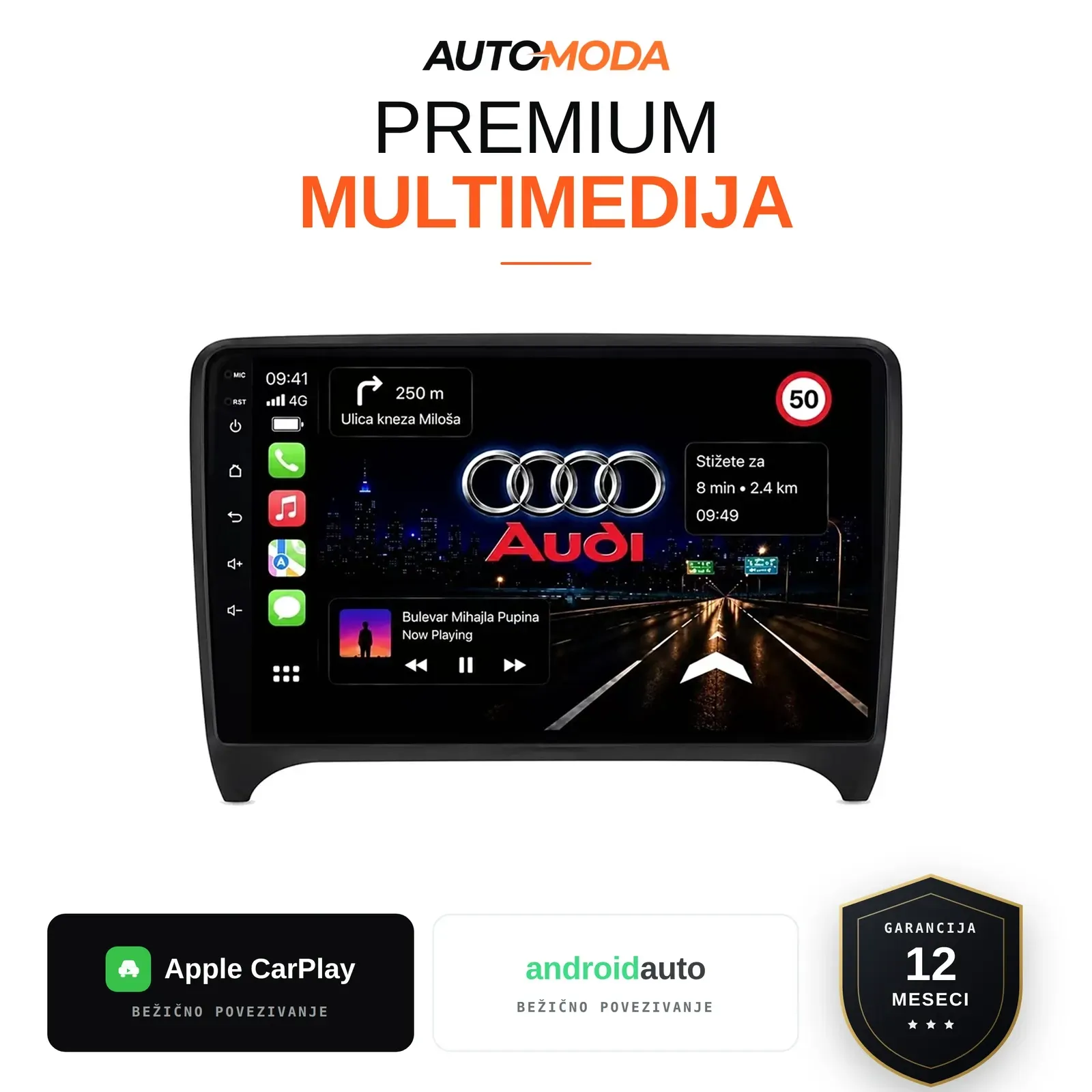 Audi TT multimedija 10" — Android, CarPlay, navigacija (2)