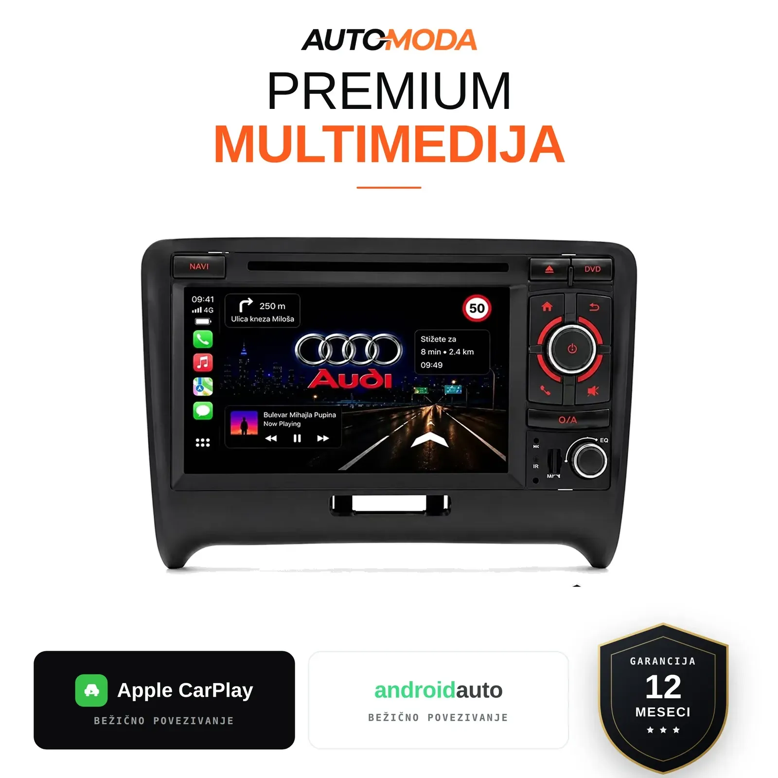 Audi TT multimedija 7" — Android, CarPlay, navigacija