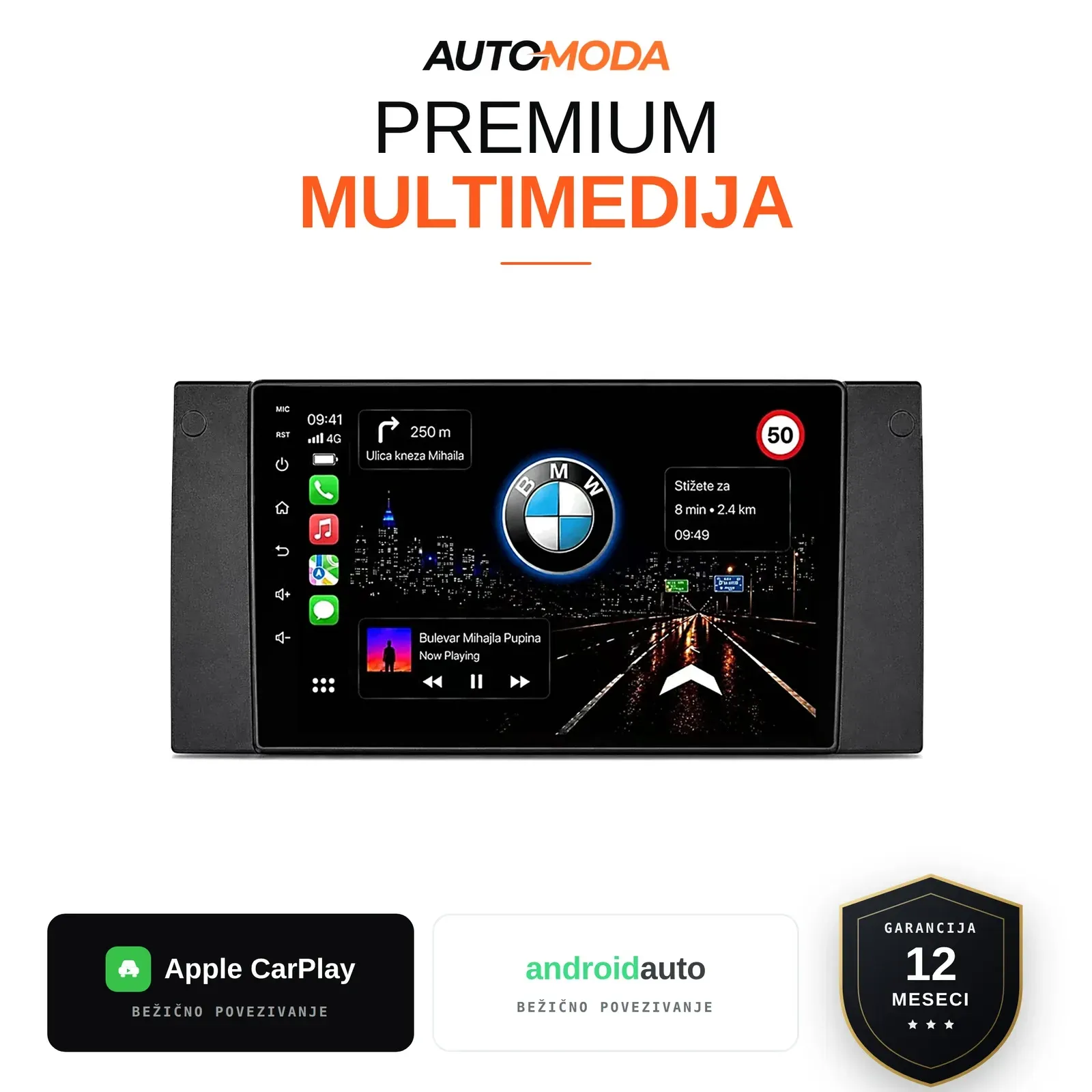 BMW 5 E39 / 7 E38 / X5 E53 multimedija 10" — Android, CarPlay, navigacija