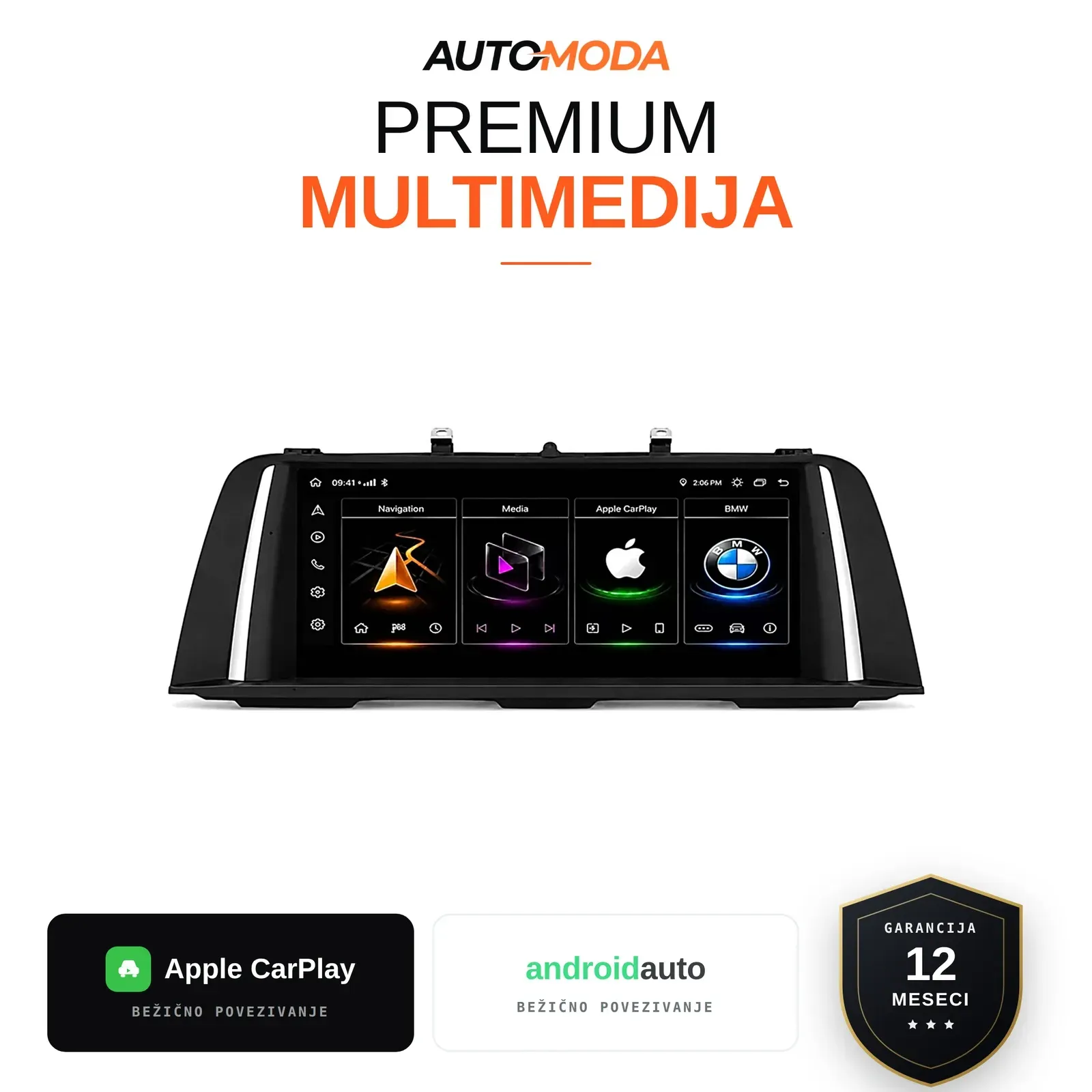 BMW 5 serija F10 multimedija 10" — Android, CarPlay, navigacija