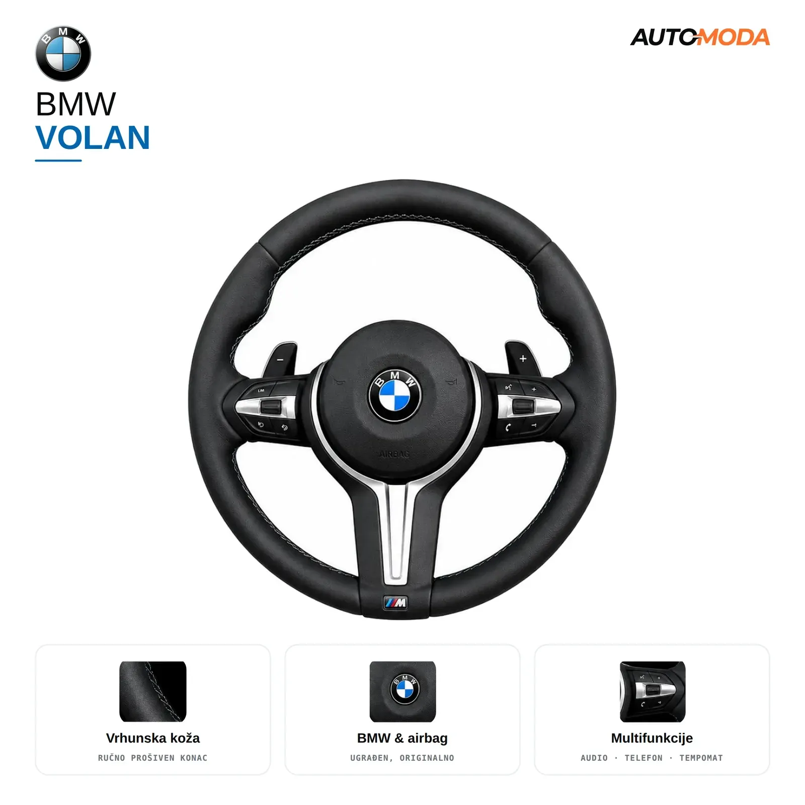 BMW Performance volan (1 F20 / 1 F40 / 3 F30 / 4 F32 / 5 F10 / X1 F48 / X3 F25 / X5 F15 / X6 F16)