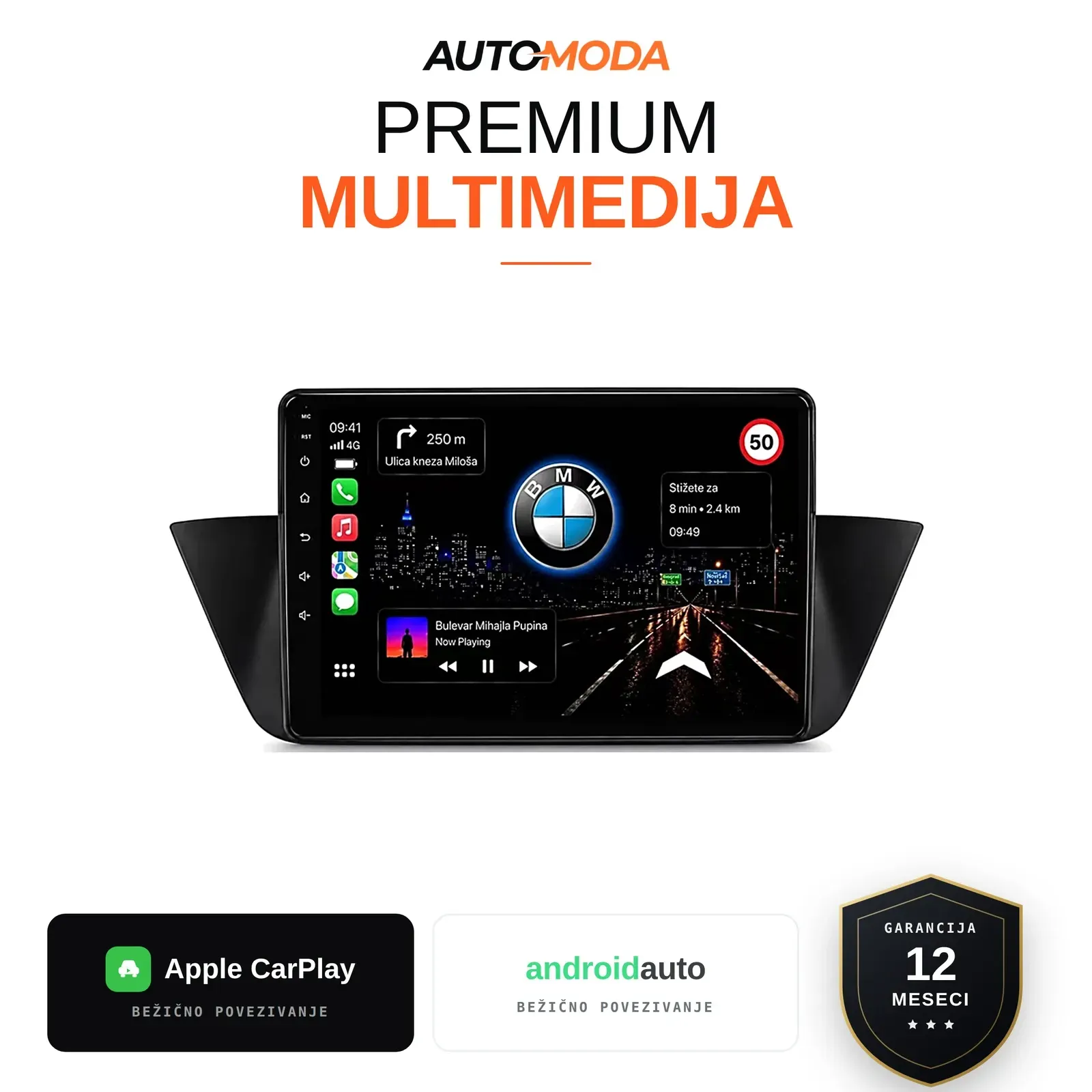 BMW X1 multimedija 10" (dugmad levo) — Android, CarPlay, navigacija