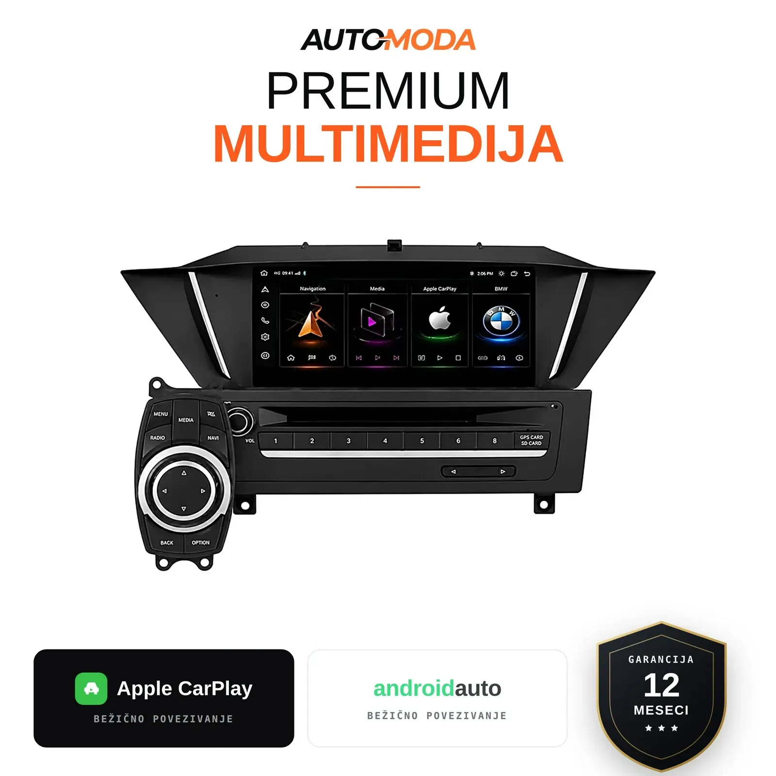 BMW X1 multimedija 8" — Android, CarPlay, navigacija