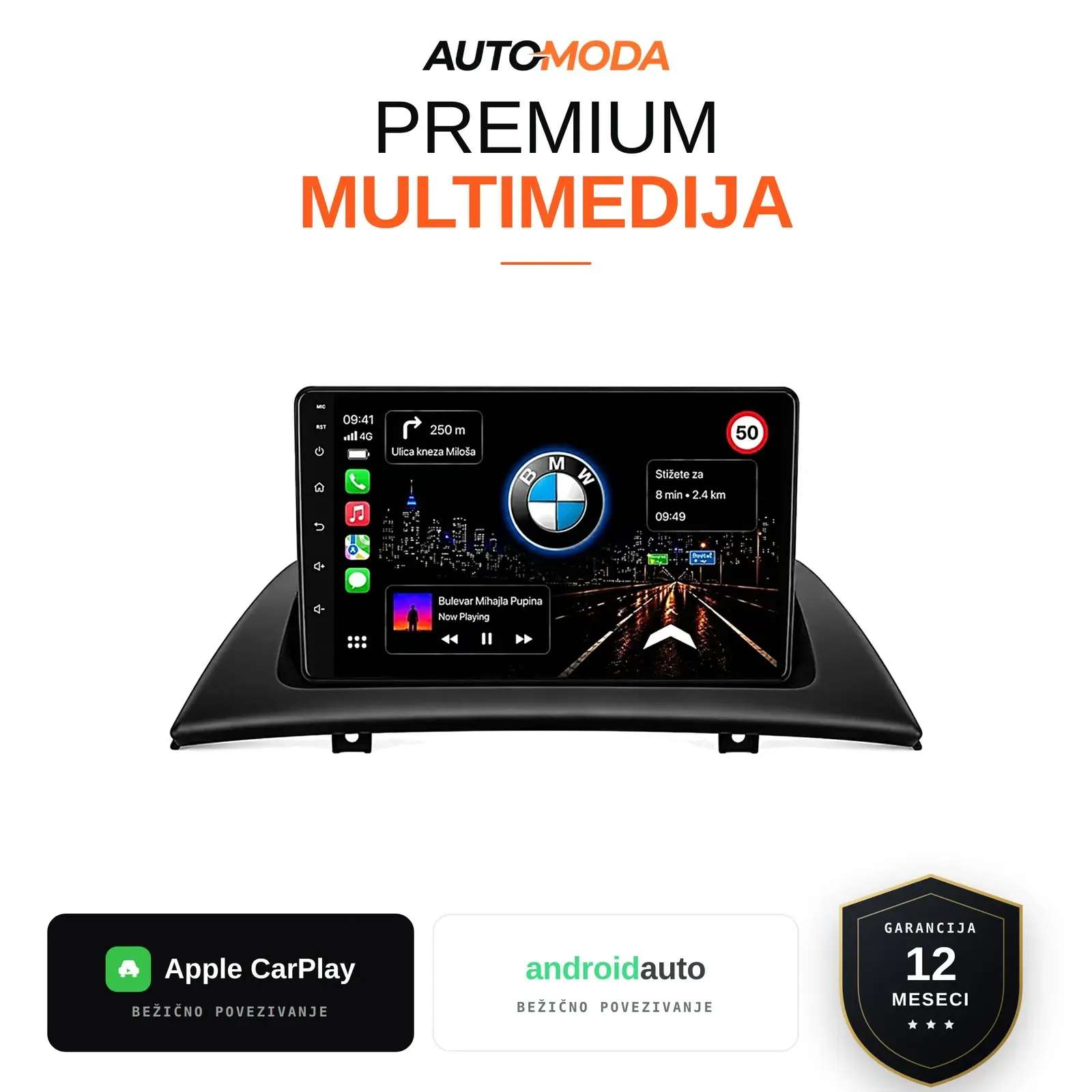 BMW X3 multimedija 10" (sa dugmadi) — Android, CarPlay, navigacija