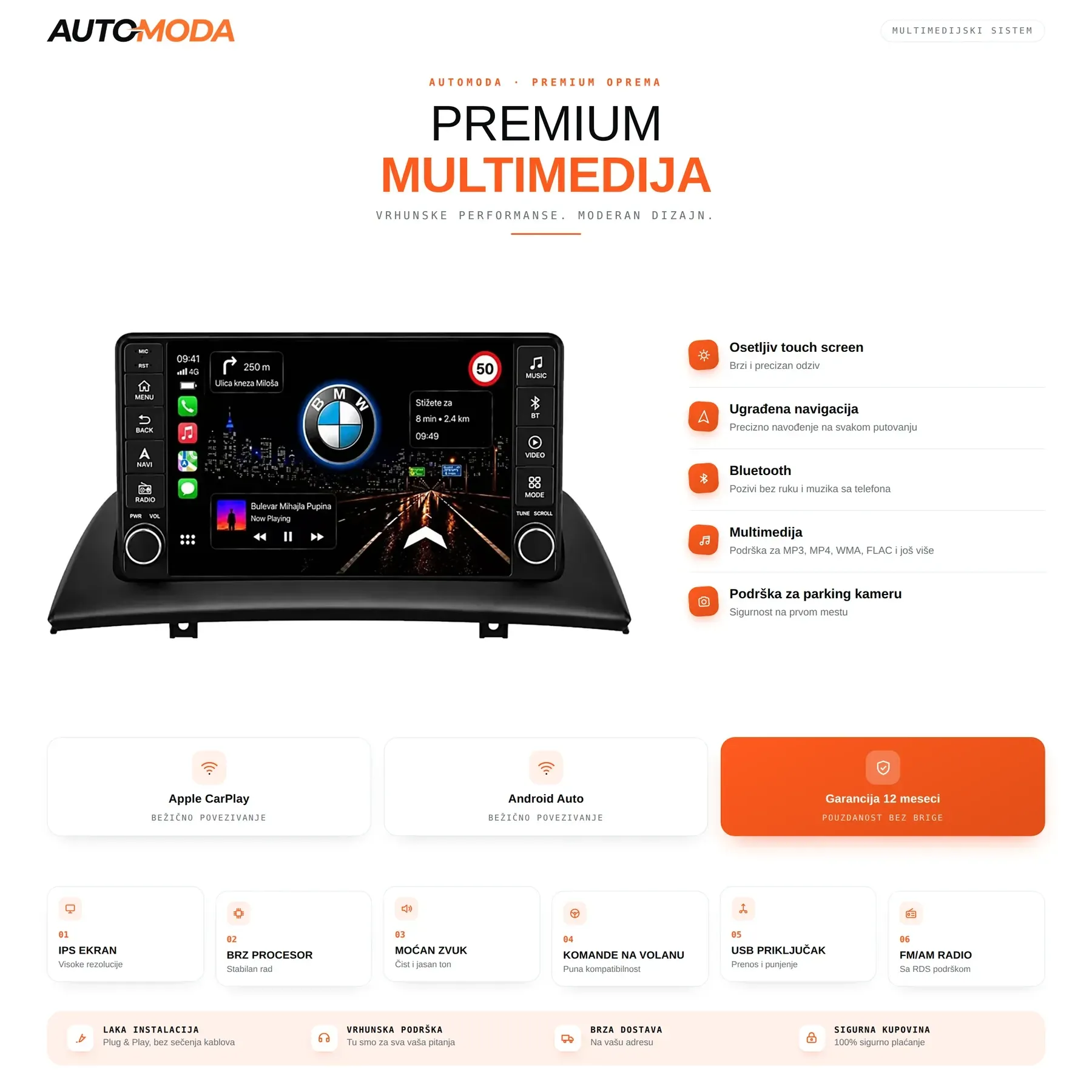 BMW X3 multimedija — touch screen, ugrađena navigacija, Bluetooth, parking kamera i tehničke specifikacije