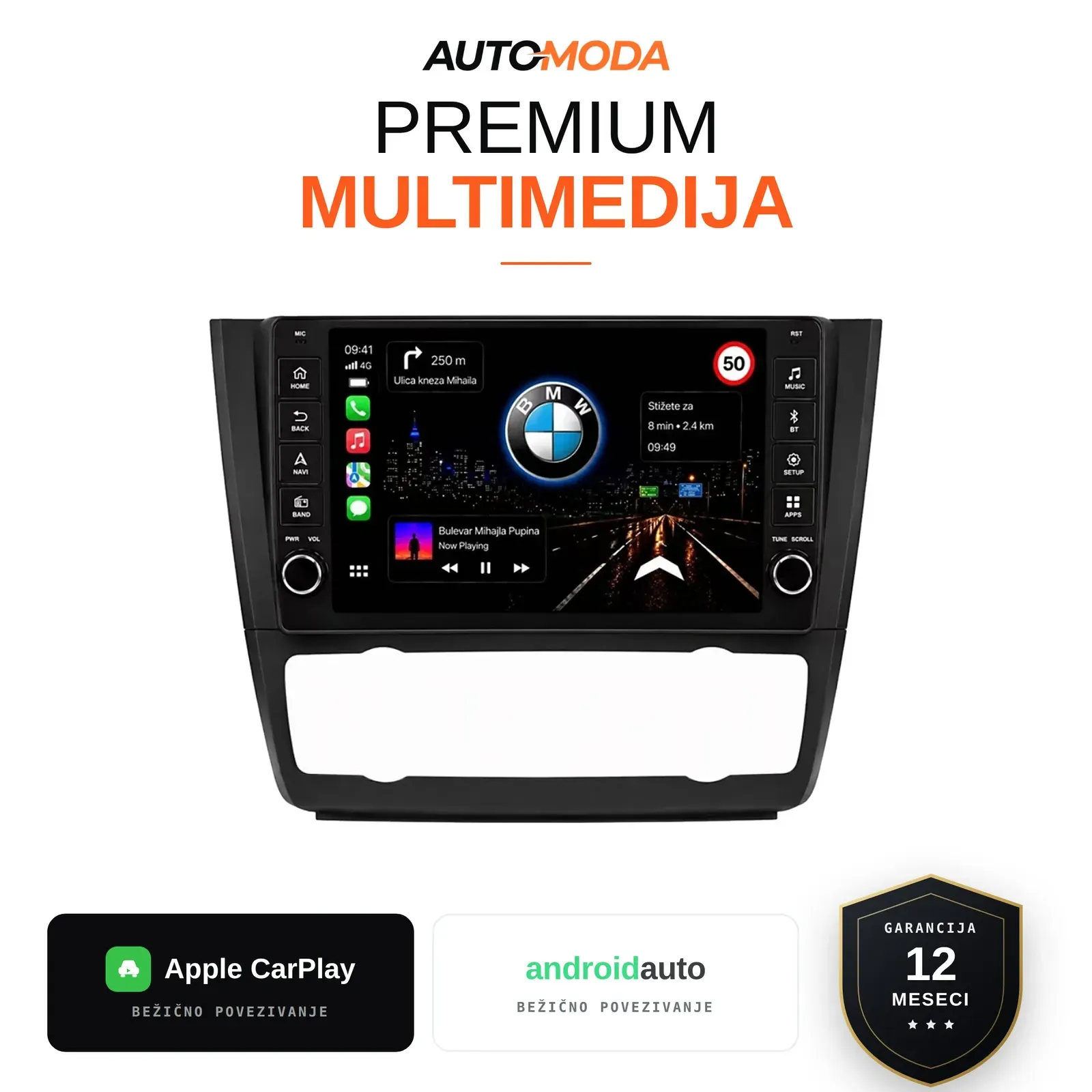 BMW 1 serija (digitalna klima, fizička dugmad) multimedija 10" — Android, CarPlay, navigacija