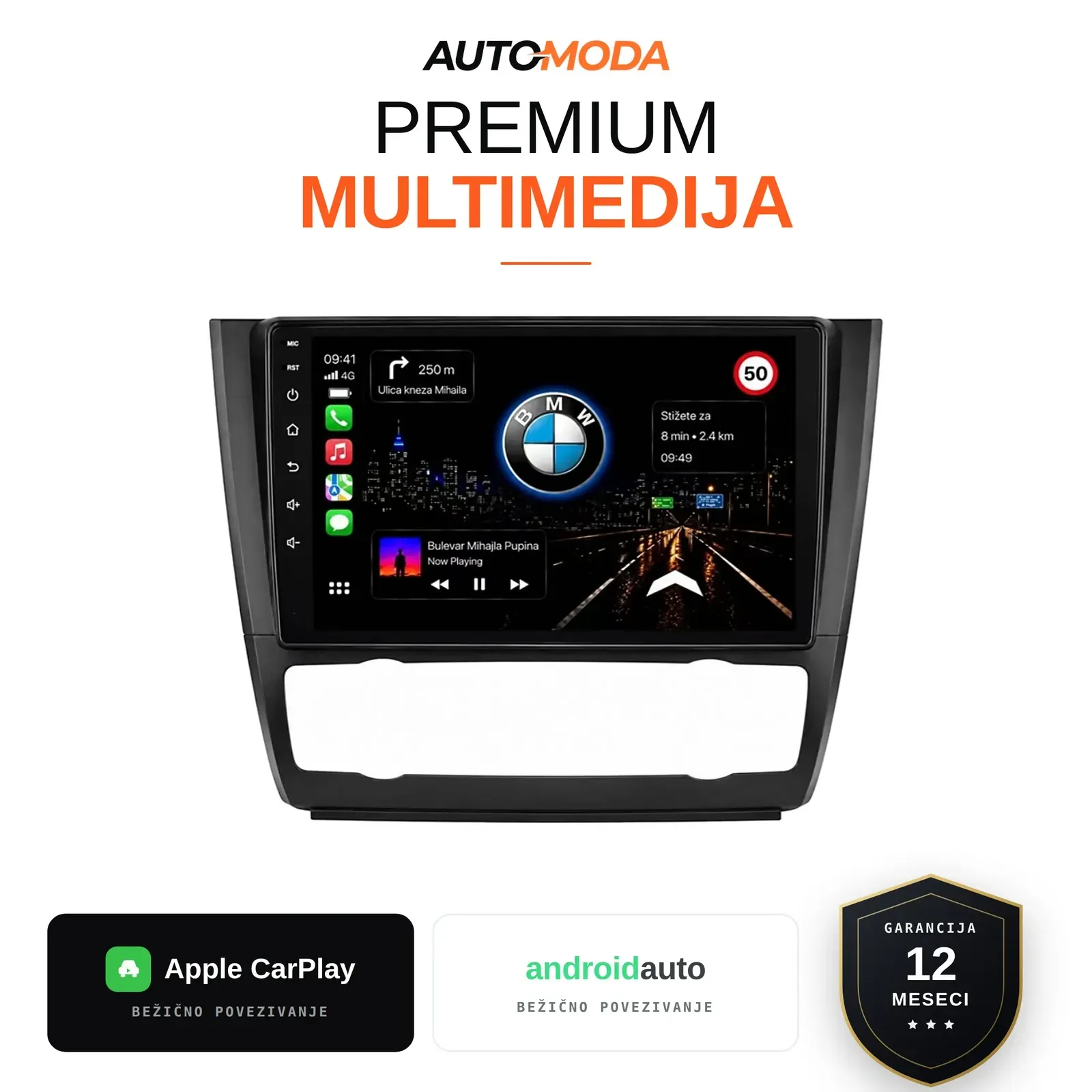 BMW 1 serija (digitalna klima) multimedija 10" — Android, CarPlay, navigacija