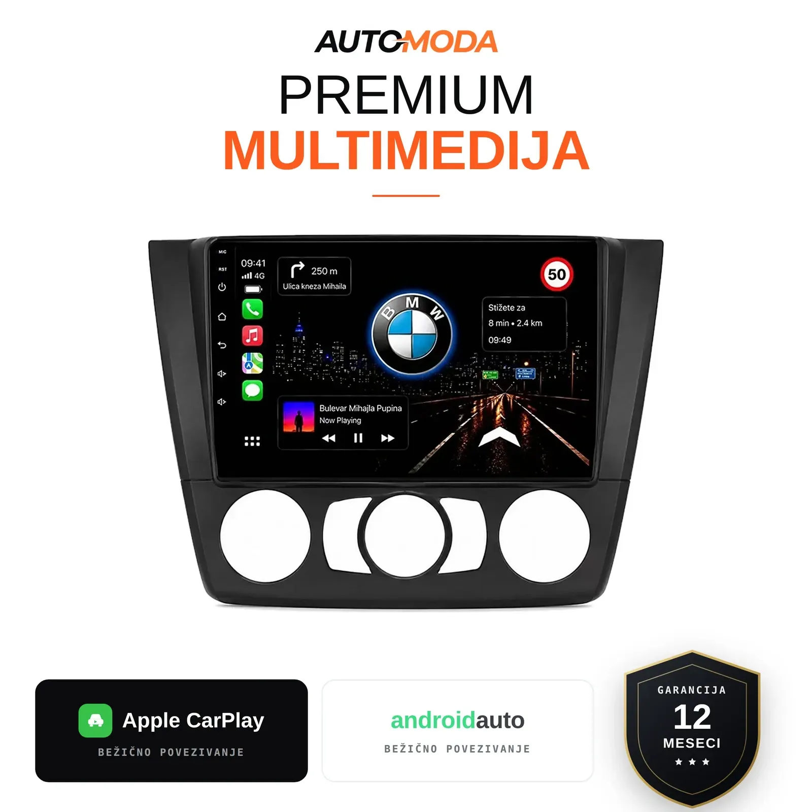 BMW 1 serija (manuelna klima) multimedija 10" — Android, CarPlay, navigacija