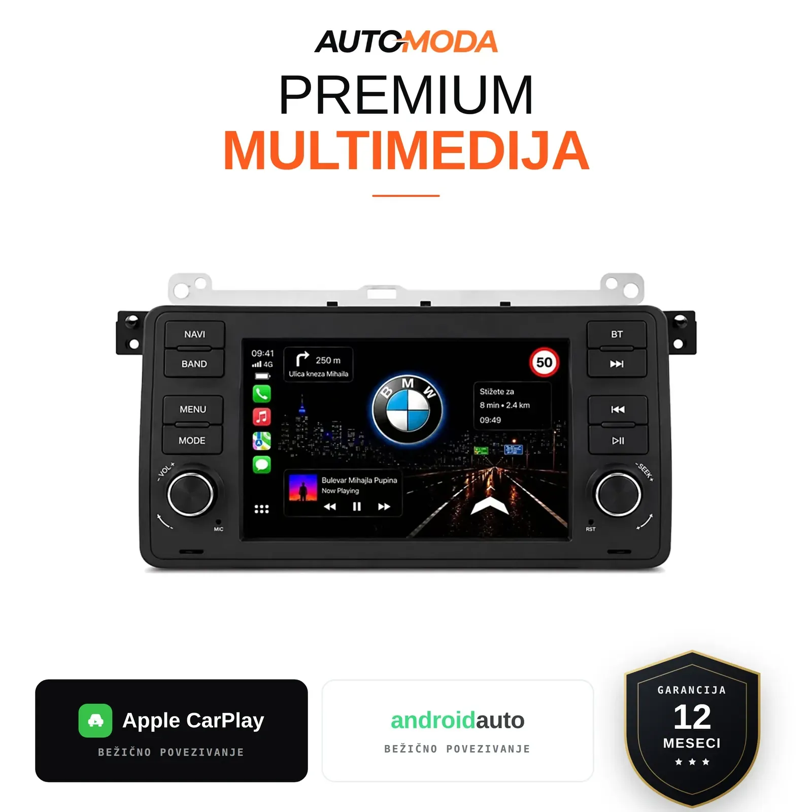 BMW 3 serija E46 multimedija 7" — Android, CarPlay, navigacija