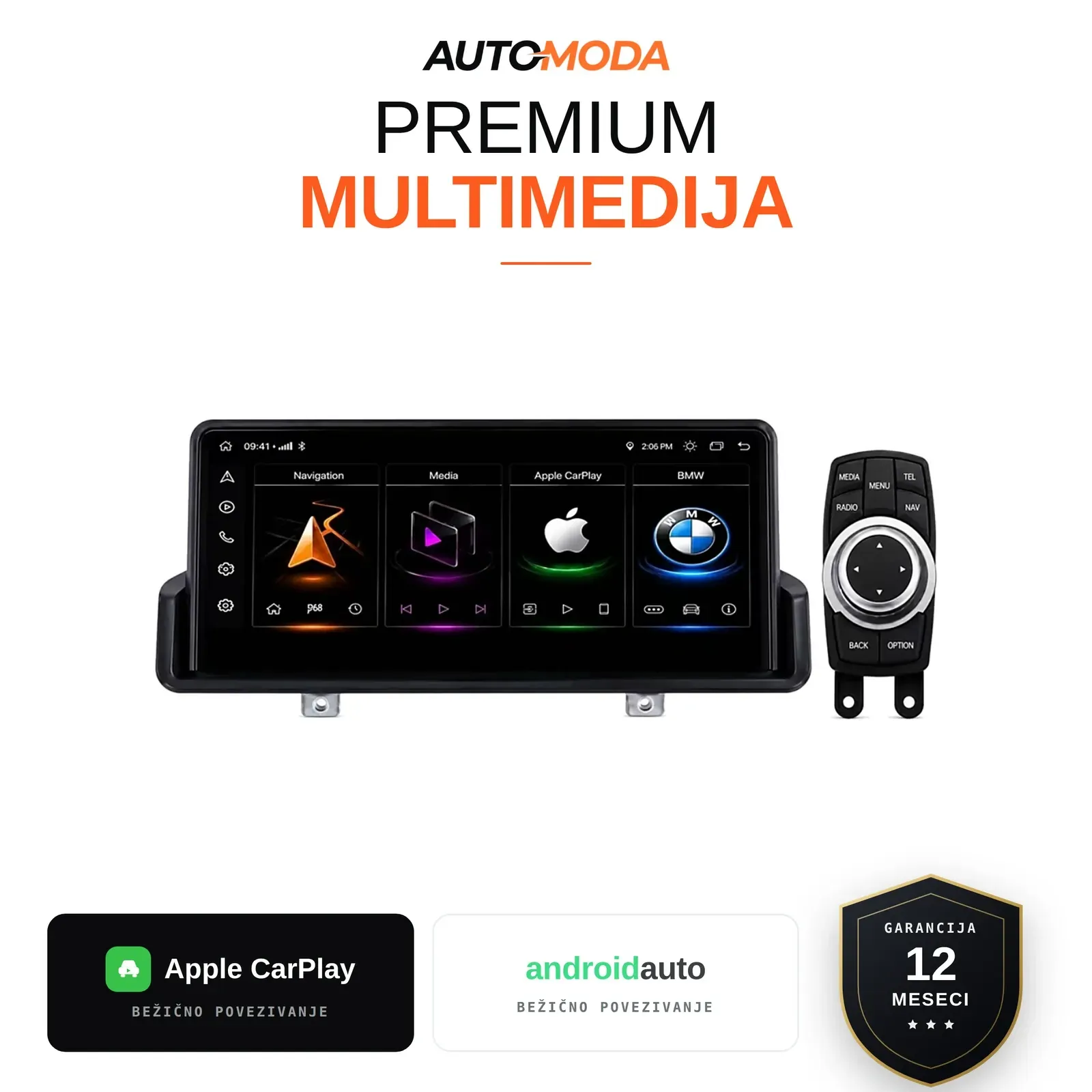 BMW 3 serija E90/E91/E92 (iDrive) multimedija 10" — Android, CarPlay, navigacija