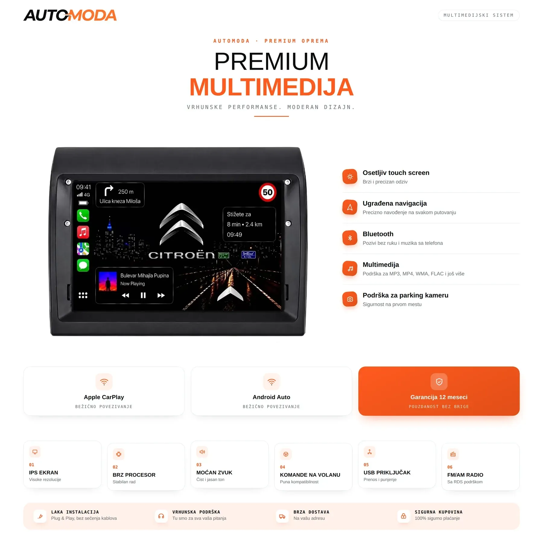Citroen Jumper — touch screen, navigacija, Bluetooth, parking kamera i specifikacije
