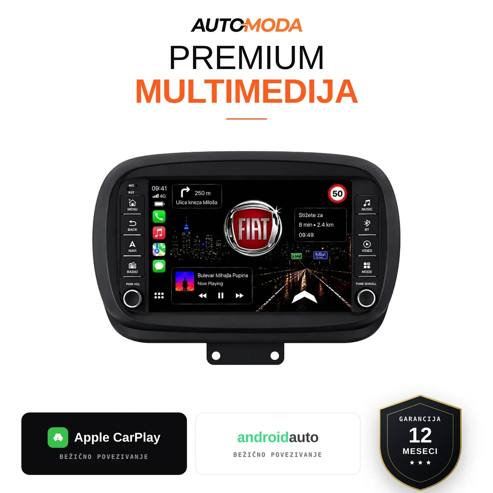 Fiat 500X multimedija 10"