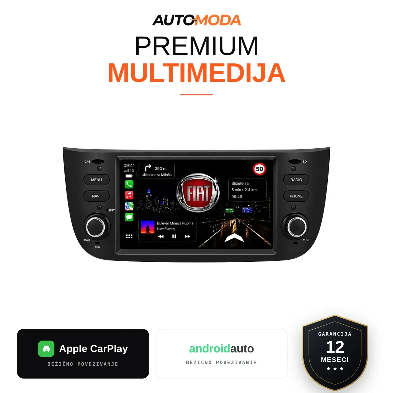 Fiat Grande Punto Evo multimedija 7"