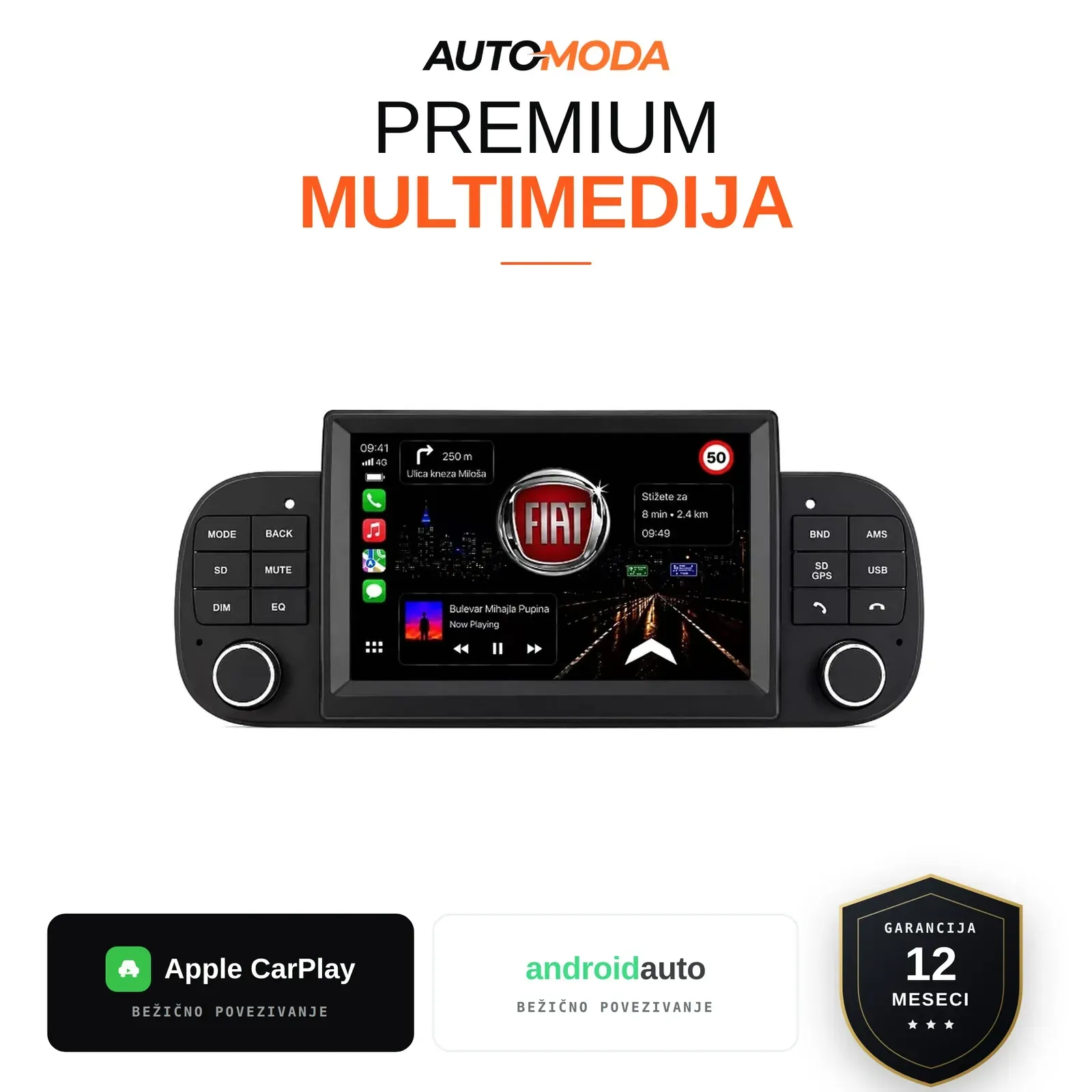 Fiat Panda multimedija 7"