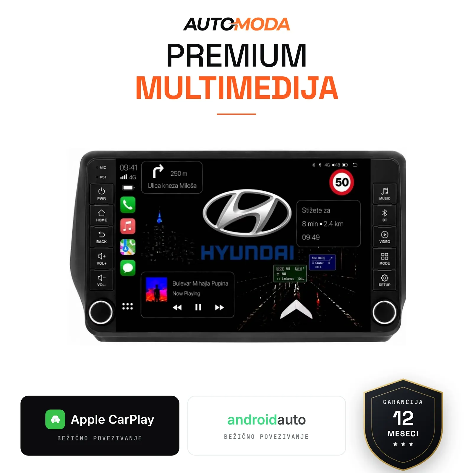 Hyundai Tucson, Santa Fe (novi tip) multimedija 10" (puna dugmad)