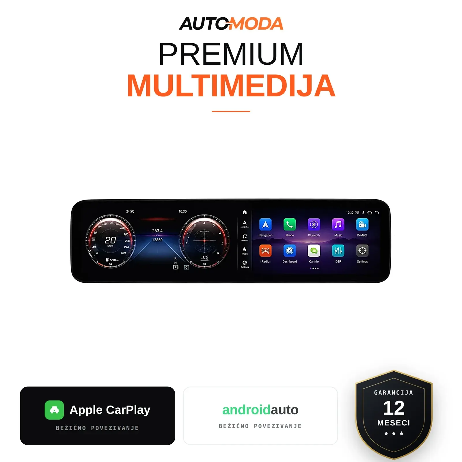 Mercedes E klasa W213 virtuelna digitalna tabla i multimedija 12" — Android, CarPlay