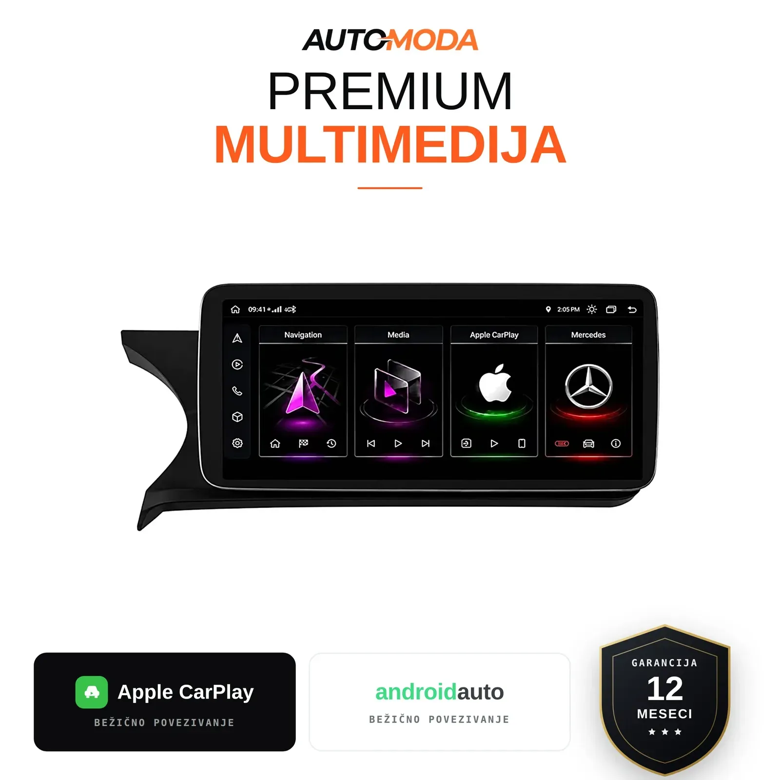 Mercedes C klasa W204 multimedija 10" (verzija 3) — Android, CarPlay, navigacija