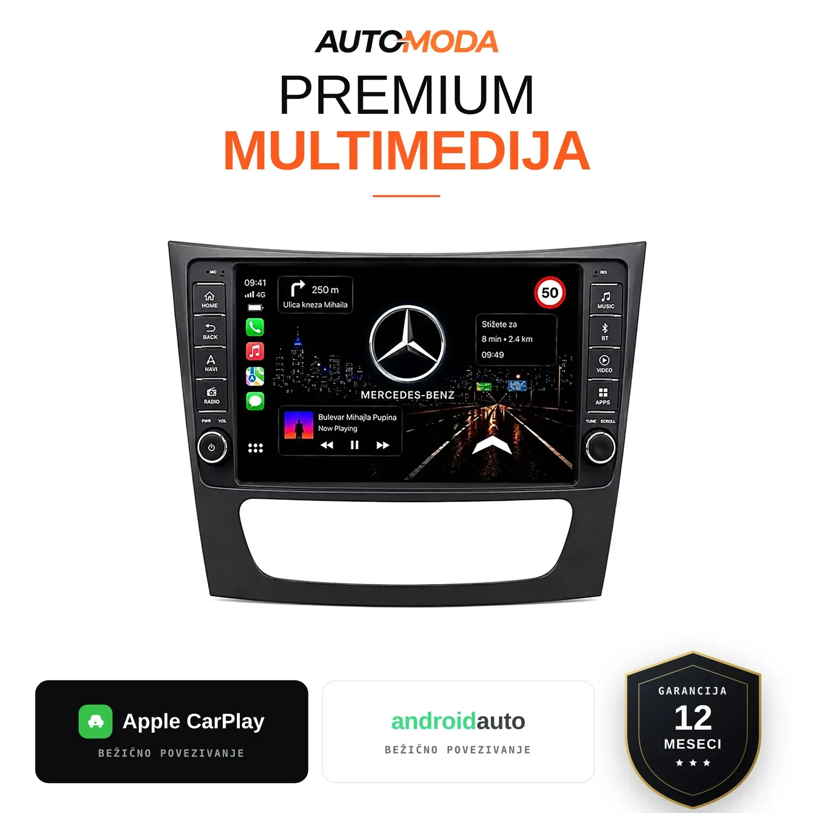 Mercedes CLS klasa multimedija 10" (verzija 2) — Android, CarPlay, navigacija