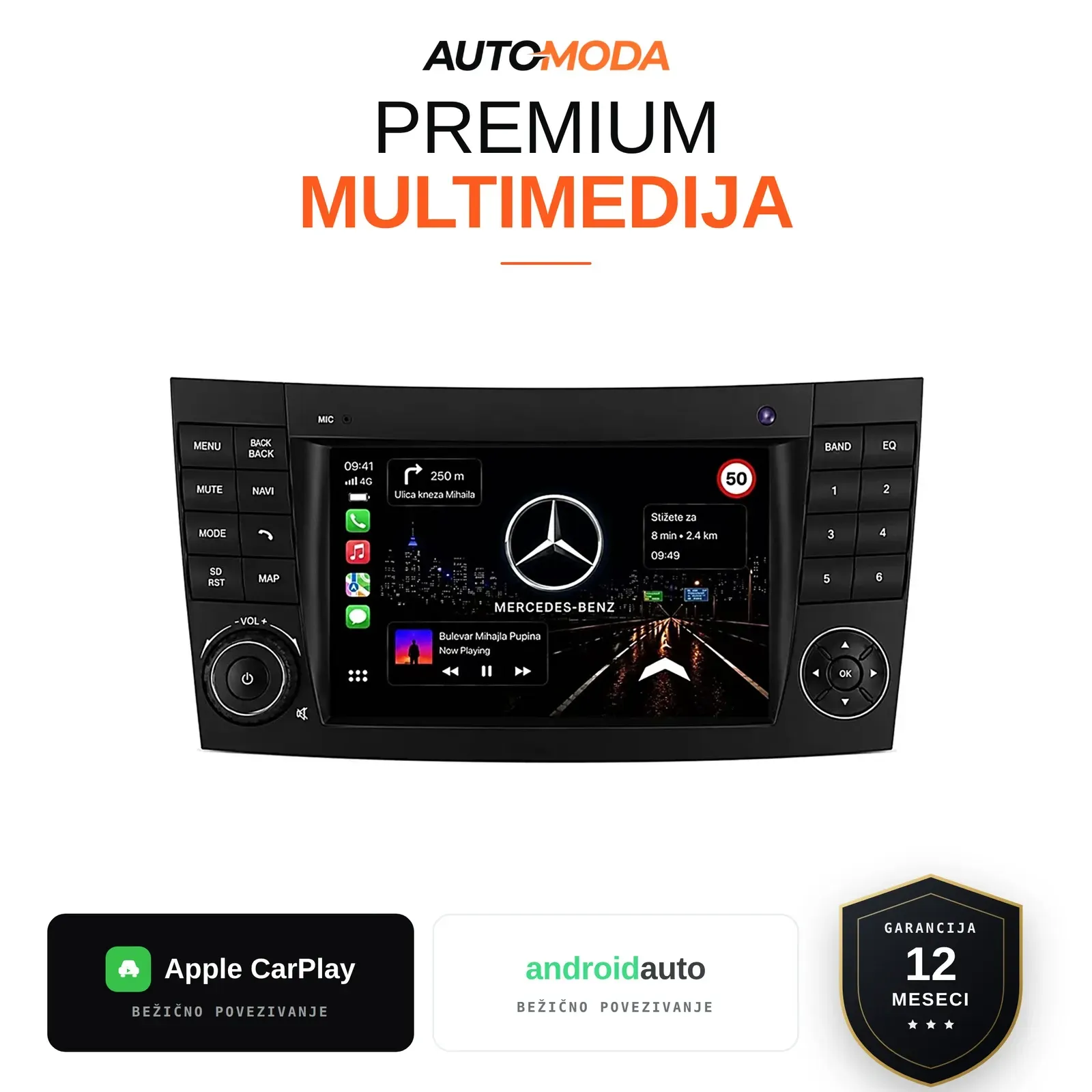 Mercedes CLS klasa multimedija 7" — Android, CarPlay, navigacija