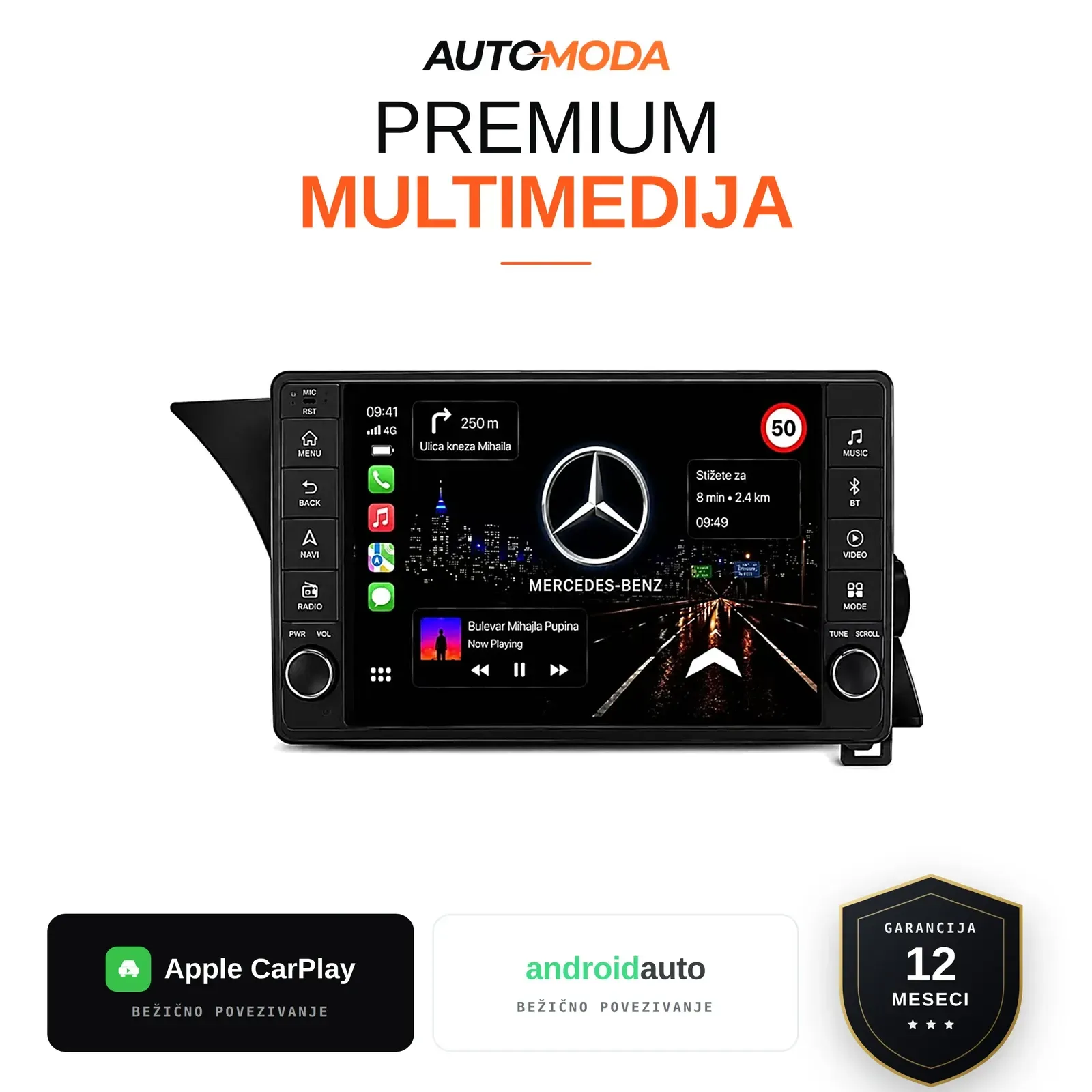 Mercedes GLK klasa multimedija 10" (verzija 2) — Android, CarPlay, navigacija