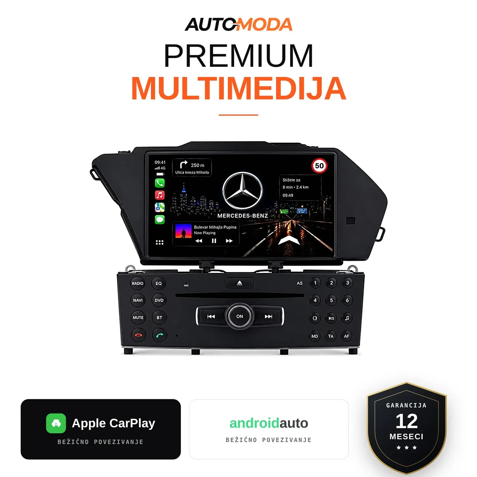 Mercedes GLK klasa multimedija 7" — Android, CarPlay, navigacija