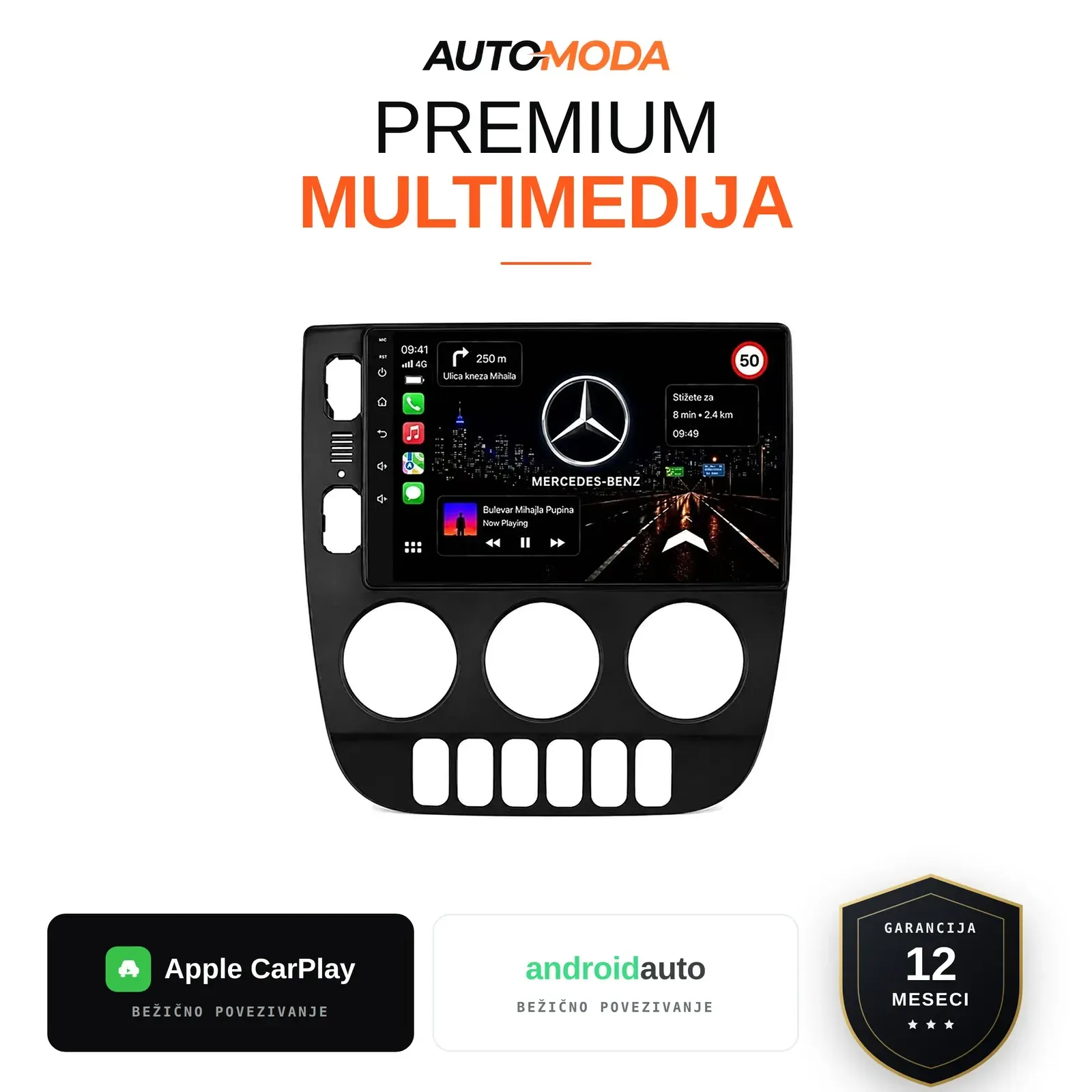 Mercedes ML klasa multimedija 10" — Android, CarPlay, navigacija
