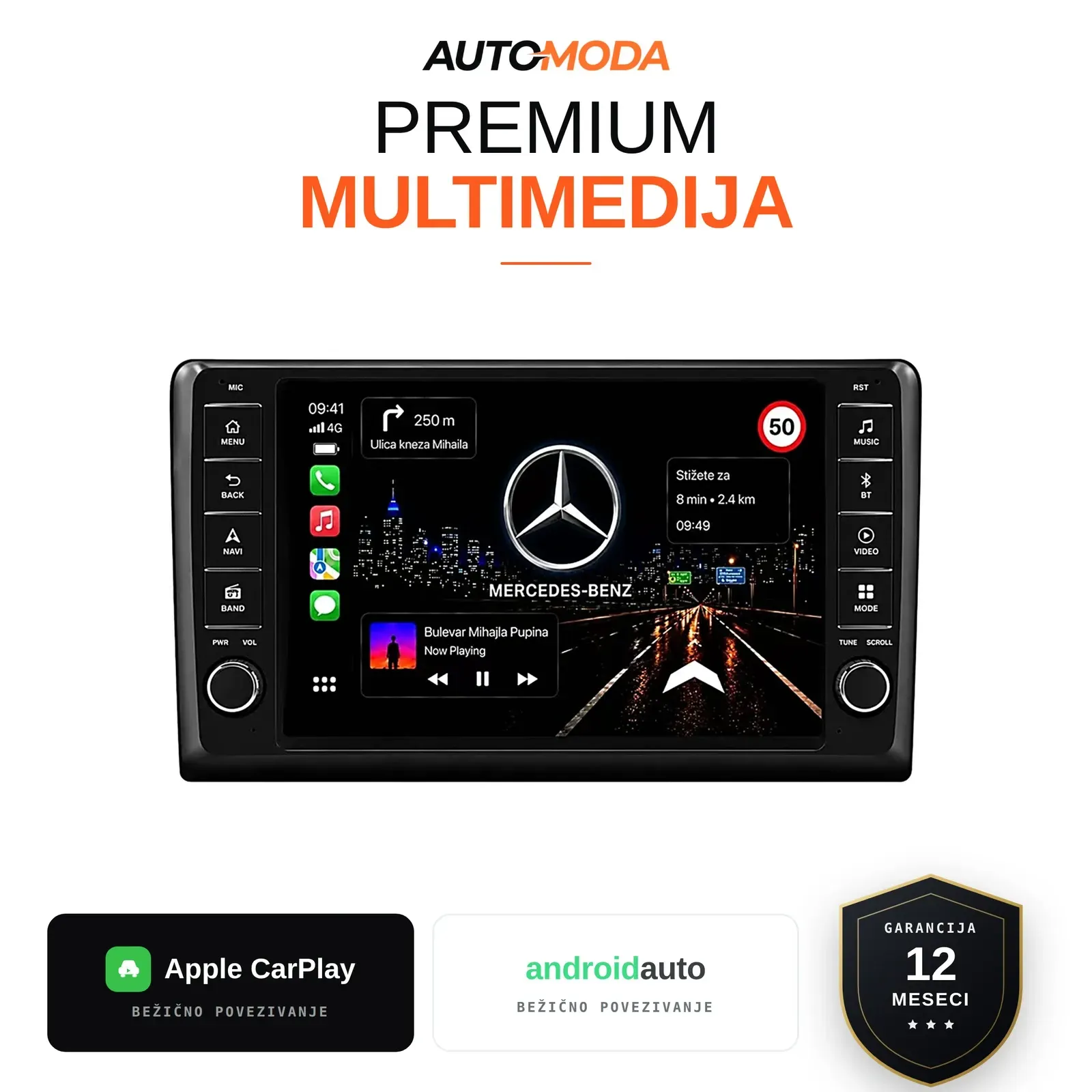 Mercedes R klasa multimedija 10" (verzija 2) — Android, CarPlay, navigacija