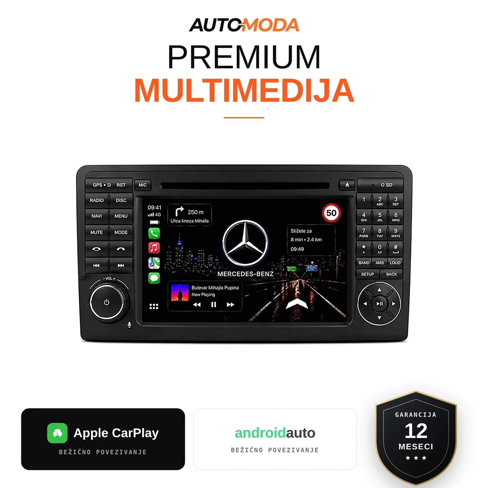 Mercedes ML/GL klasa multimedija 7" — Android, CarPlay, navigacija