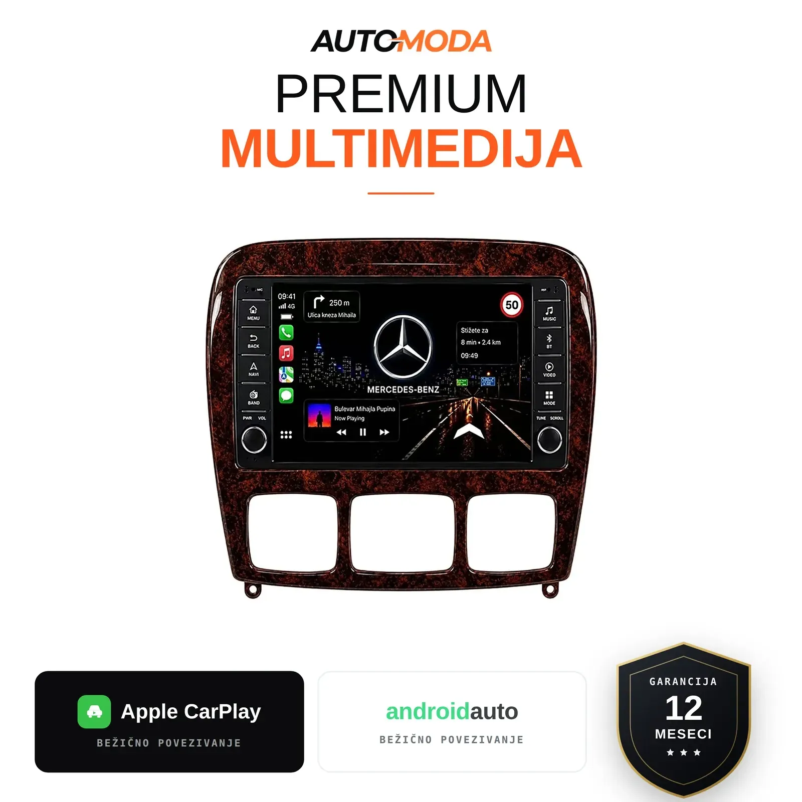 Mercedes S klasa multimedija 10" (verzija 2) — Android, CarPlay, navigacija