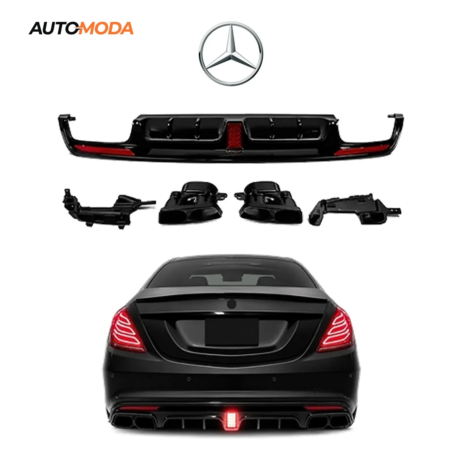 Mercedes S klasa W222 zadnji difuzor LED Brabus (2013 - 2017)