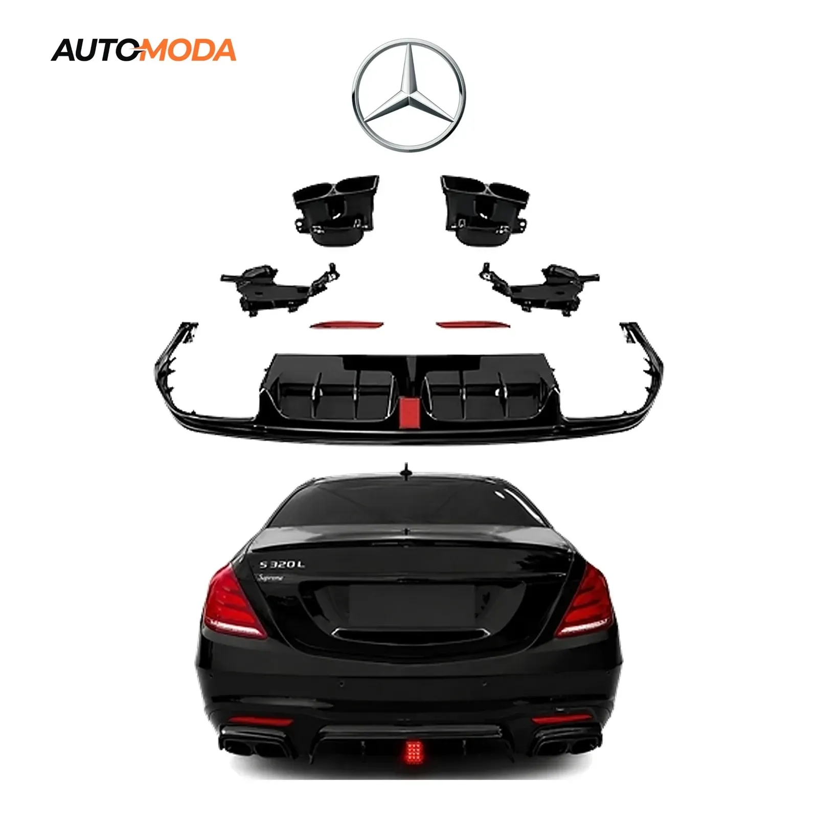 Mercedes S klasa W222 zadnji difuzor LED Brabus (2018 - 2022)