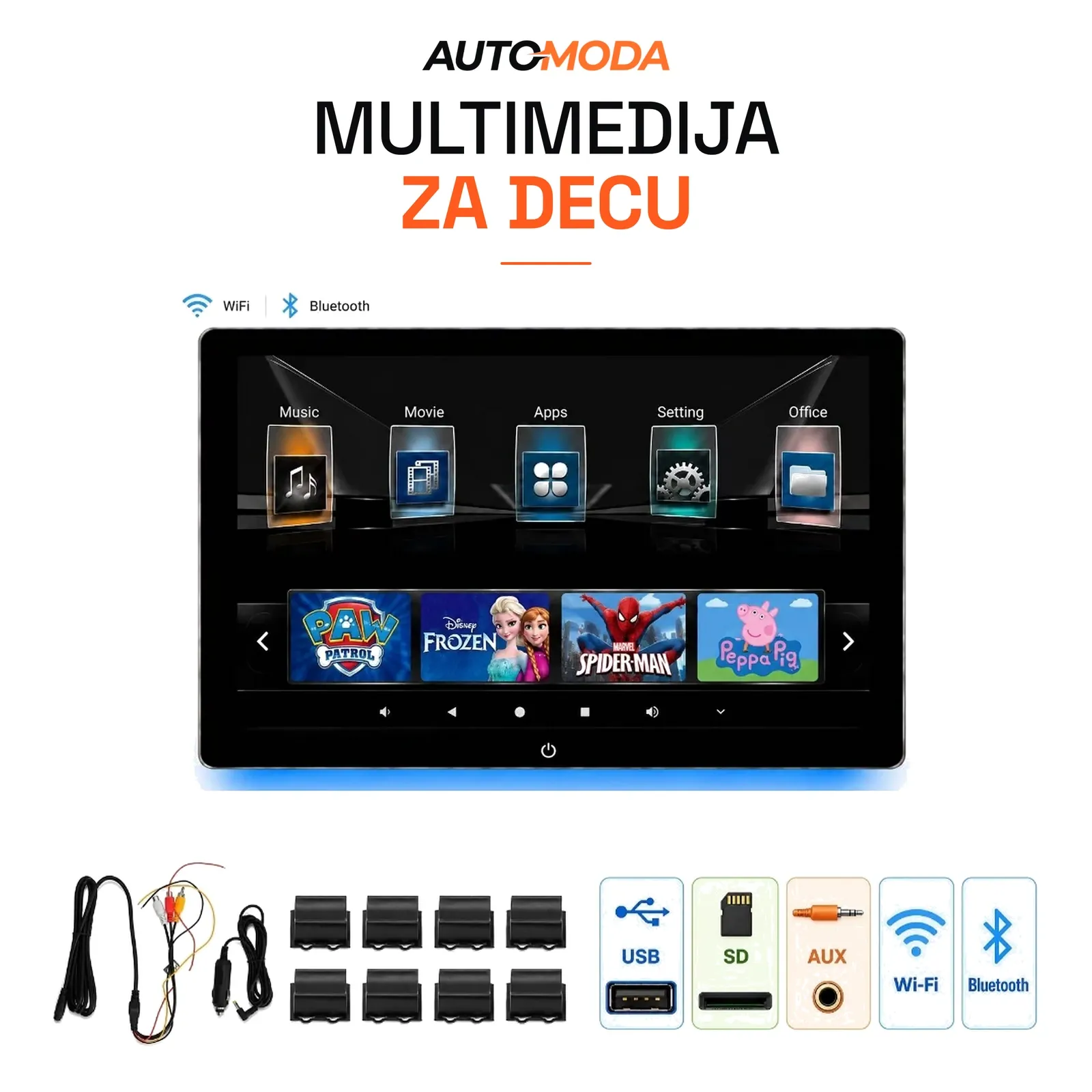 Monitor za decu u naslonu za glavu 10" Android