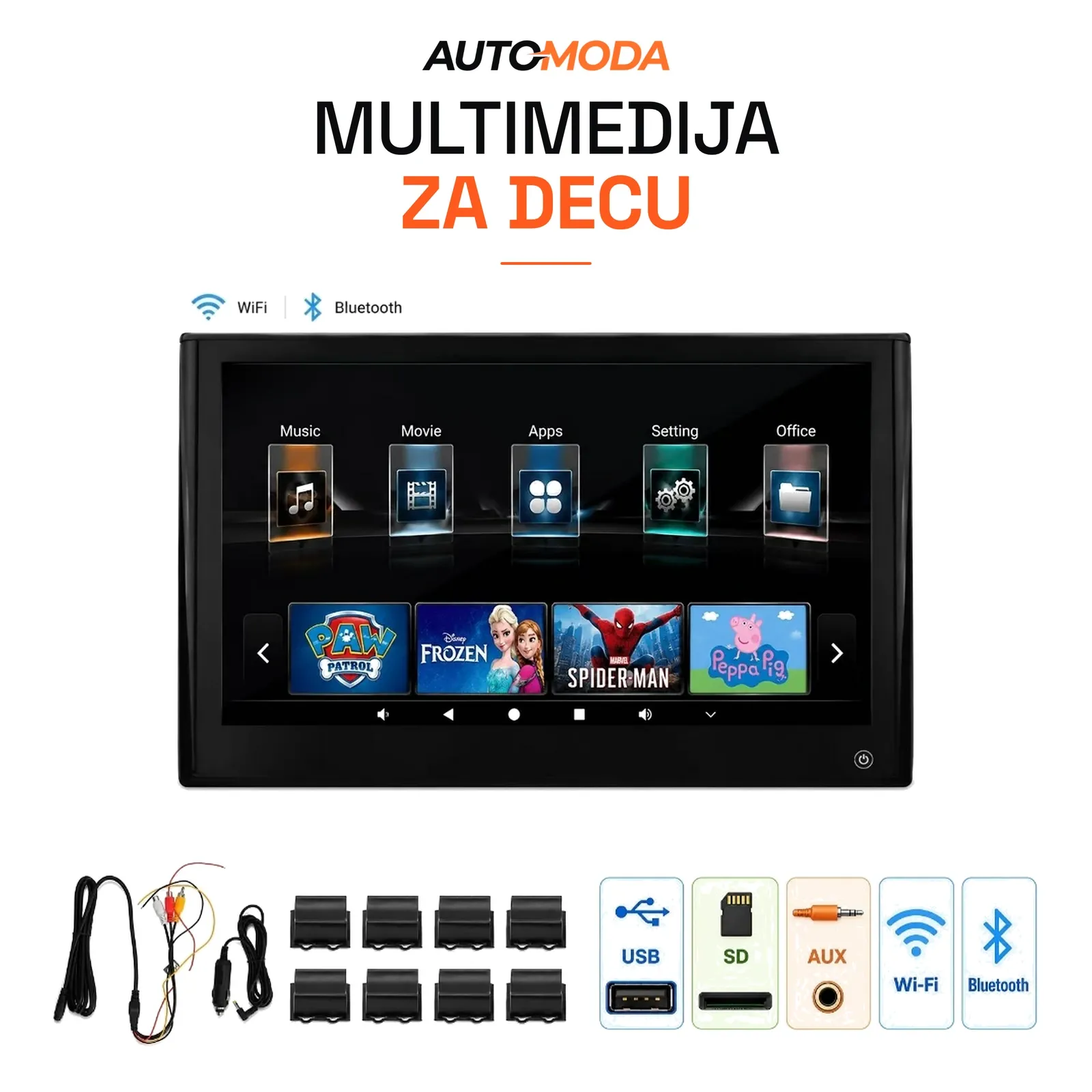 Monitor za decu u naslonu za glavu 12" Android