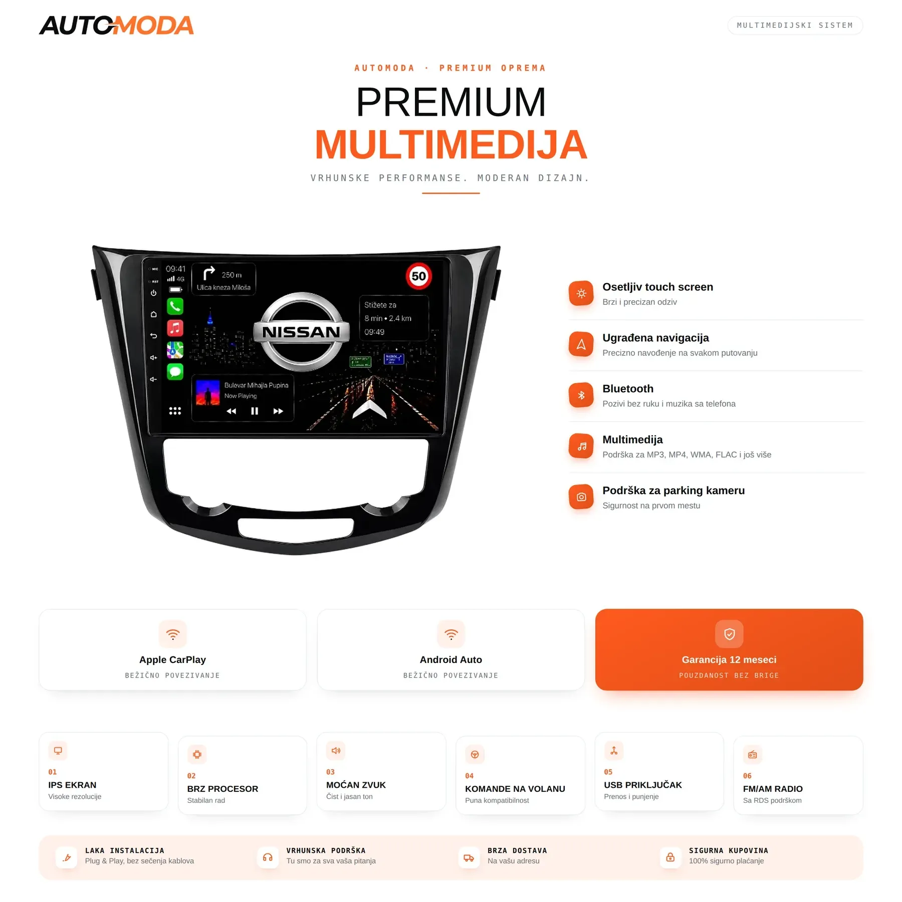 Nissan X Trail — touch screen, navigacija, Bluetooth, parking kamera i specifikacije