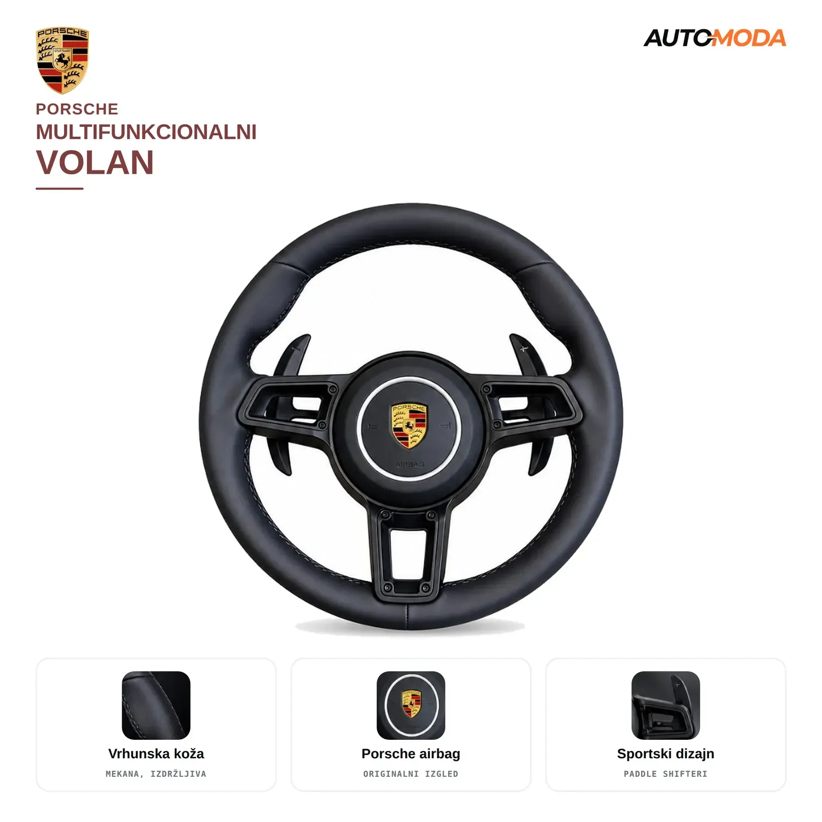 Porsche Multifunkcionalni volan (Cayenne / Macan / Panamera / 911 / Taycan / Boxster / Cayman)