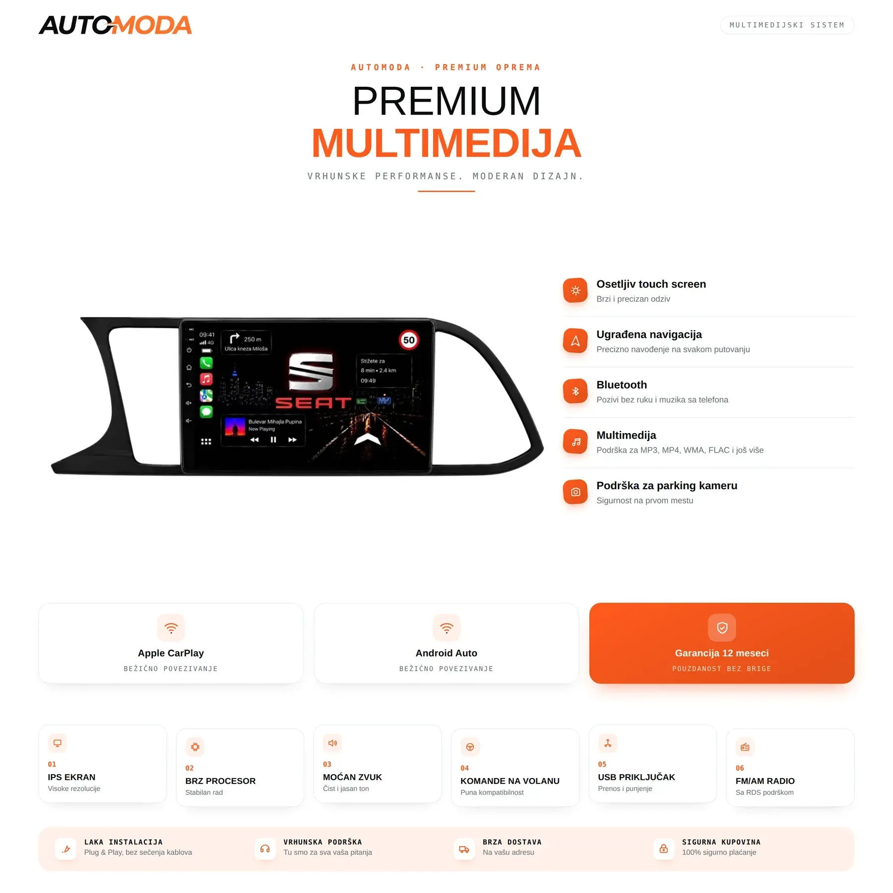 Seat Leon Novi Tip — touch screen, navigacija, Bluetooth, parking kamera i specifikacije