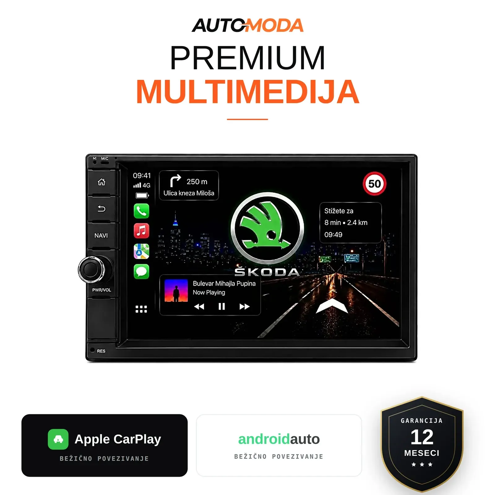 Skoda multimedija 7" (bočna dugmad)