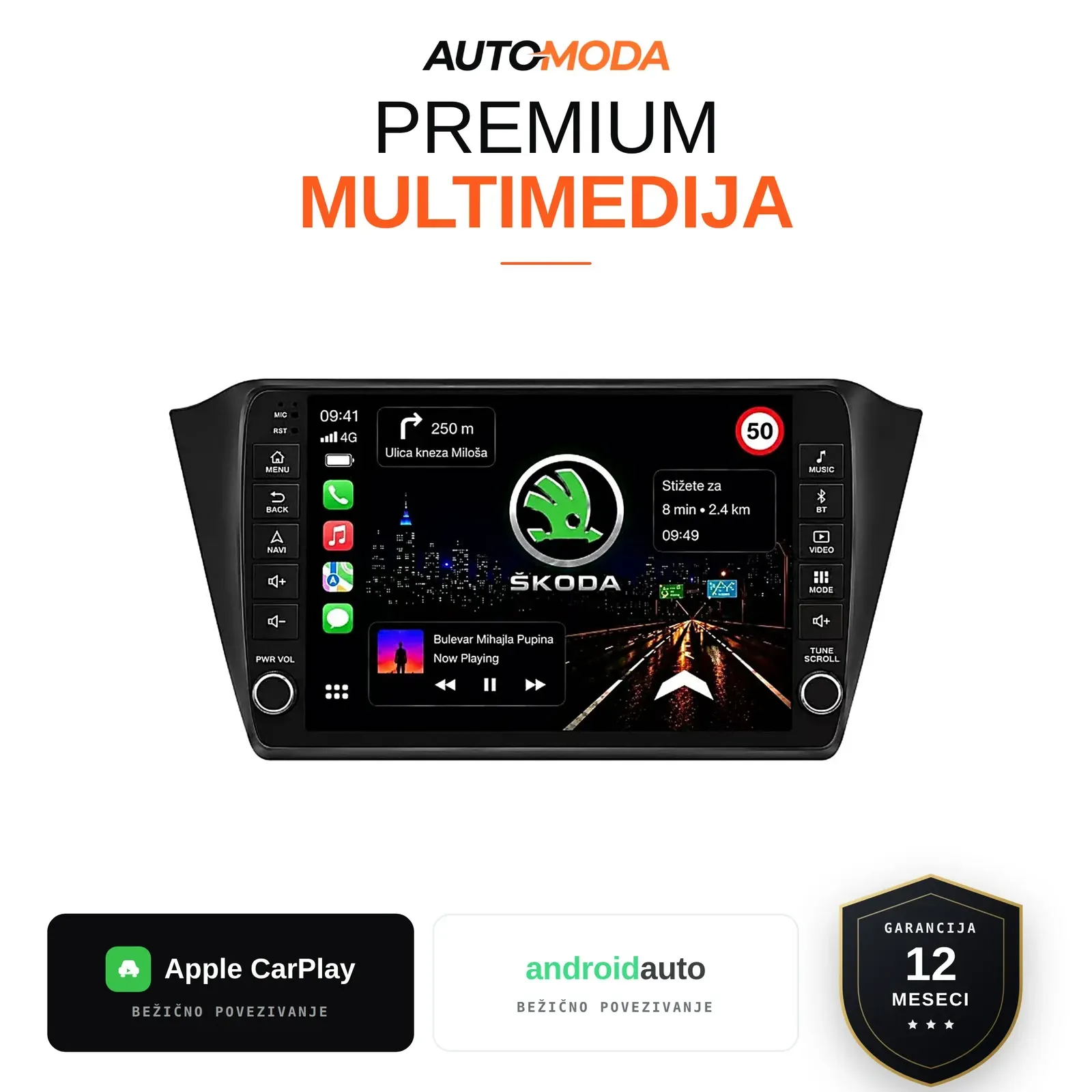 Skoda Fabia multimedija 10" (puna dugmad)