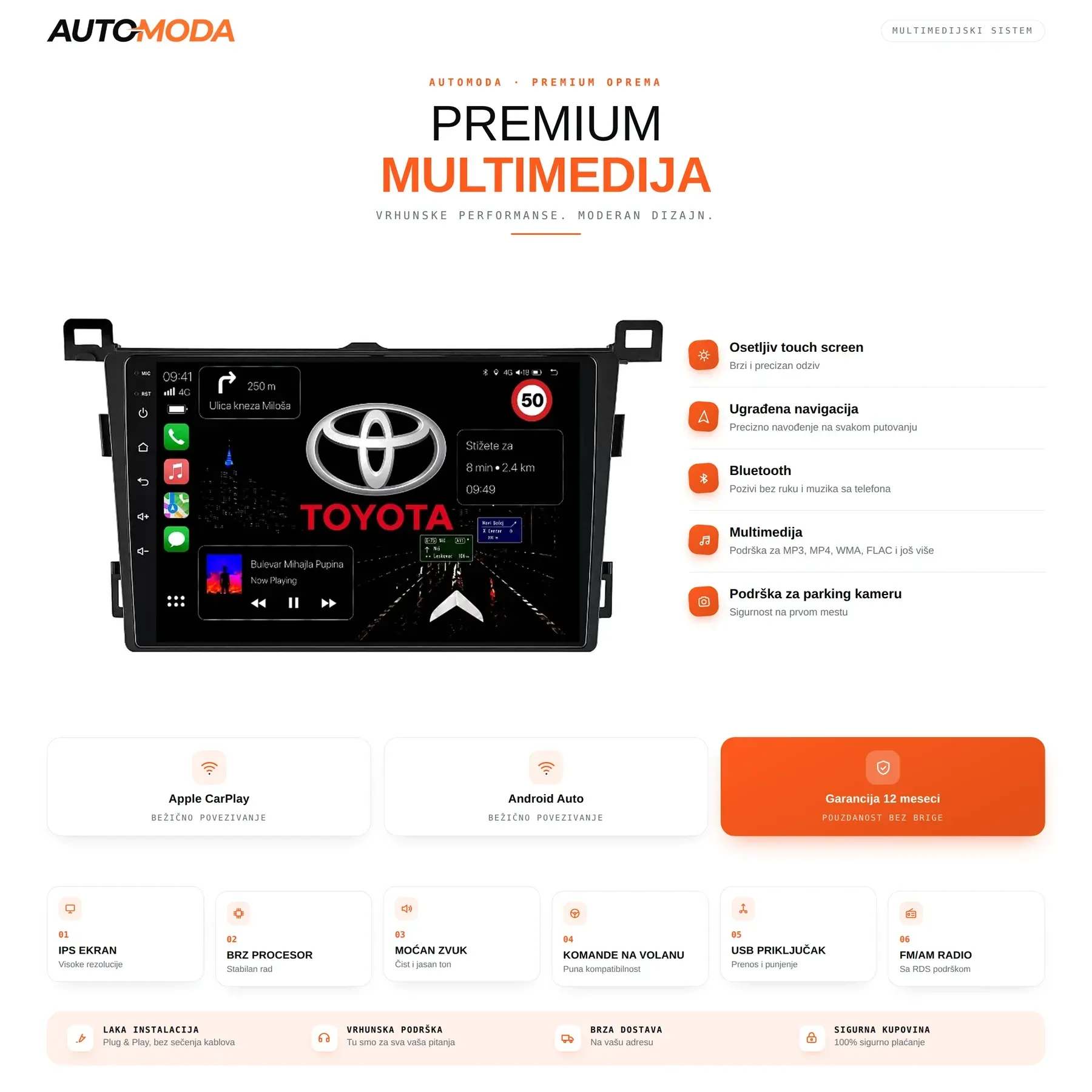 Toyota RAV4 Novi Tip multimedija — touch screen, navigacija, Bluetooth, parking kamera i specifikacije