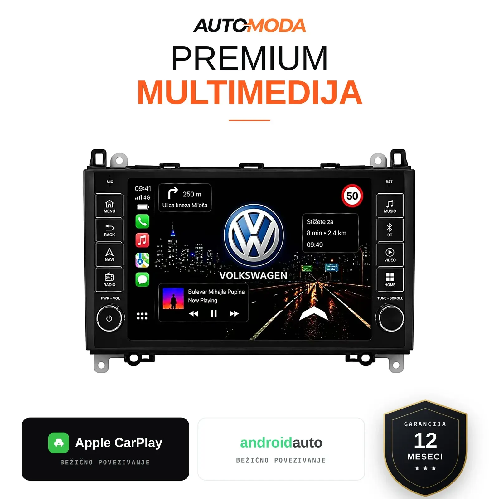 Volkswagen Crafter multimedija 10" (verzija 2, sa dugmadima) — Android, CarPlay, navigacija