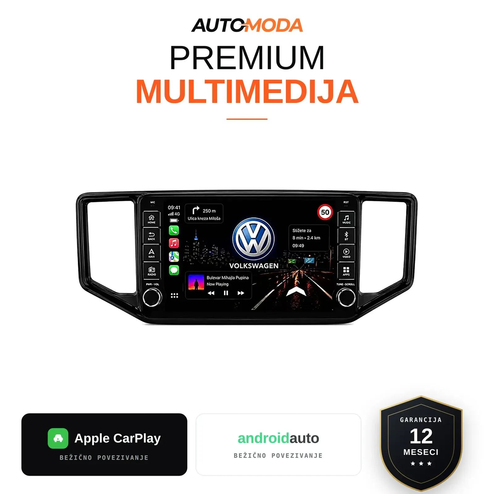 Volkswagen Crafter multimedija 10" (verzija 4, sa dugmadima) — Android, CarPlay, navigacija