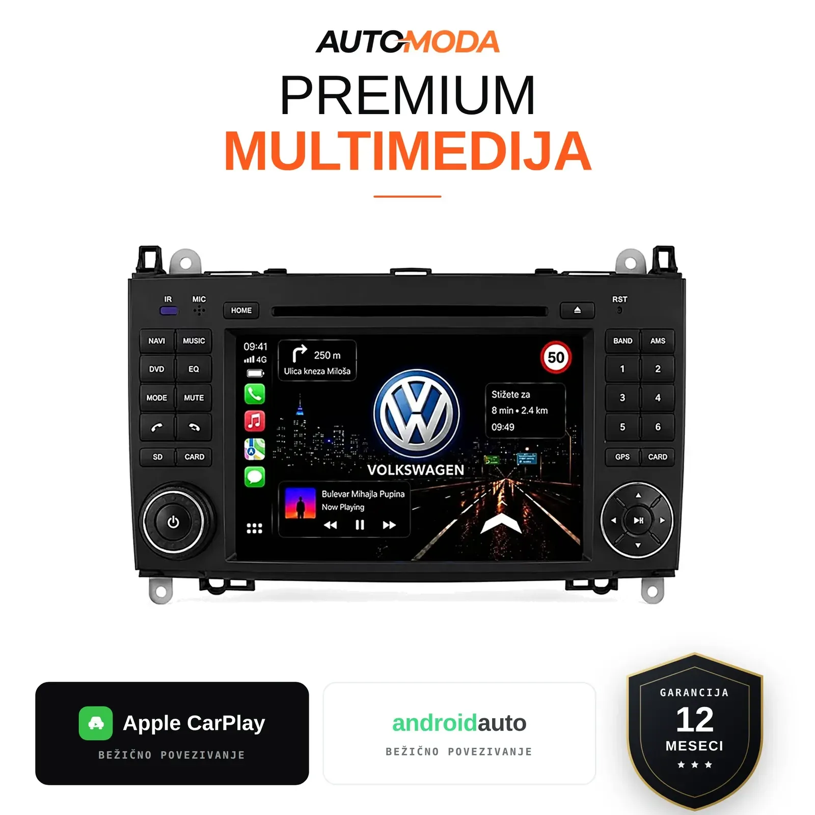 Volkswagen Crafter multimedija 7" — Android, CarPlay, navigacija
