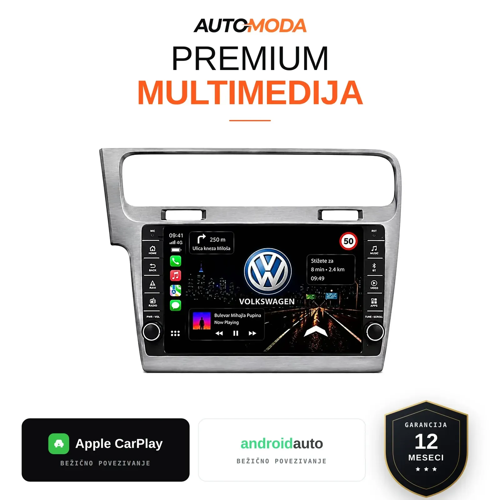Volkswagen Golf 7 multimedija 10" — Android, CarPlay, navigacija