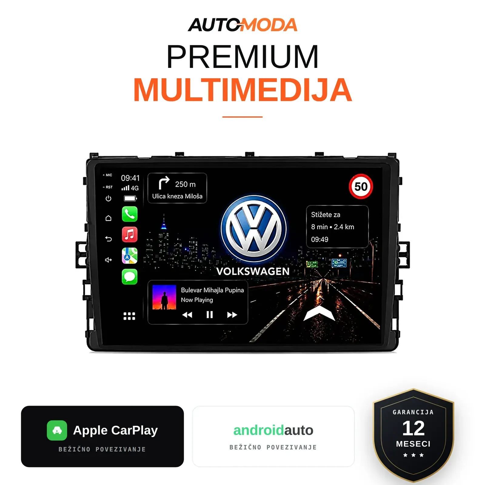 Volkswagen Golf 8 multimedija 10" — Android, CarPlay, navigacija